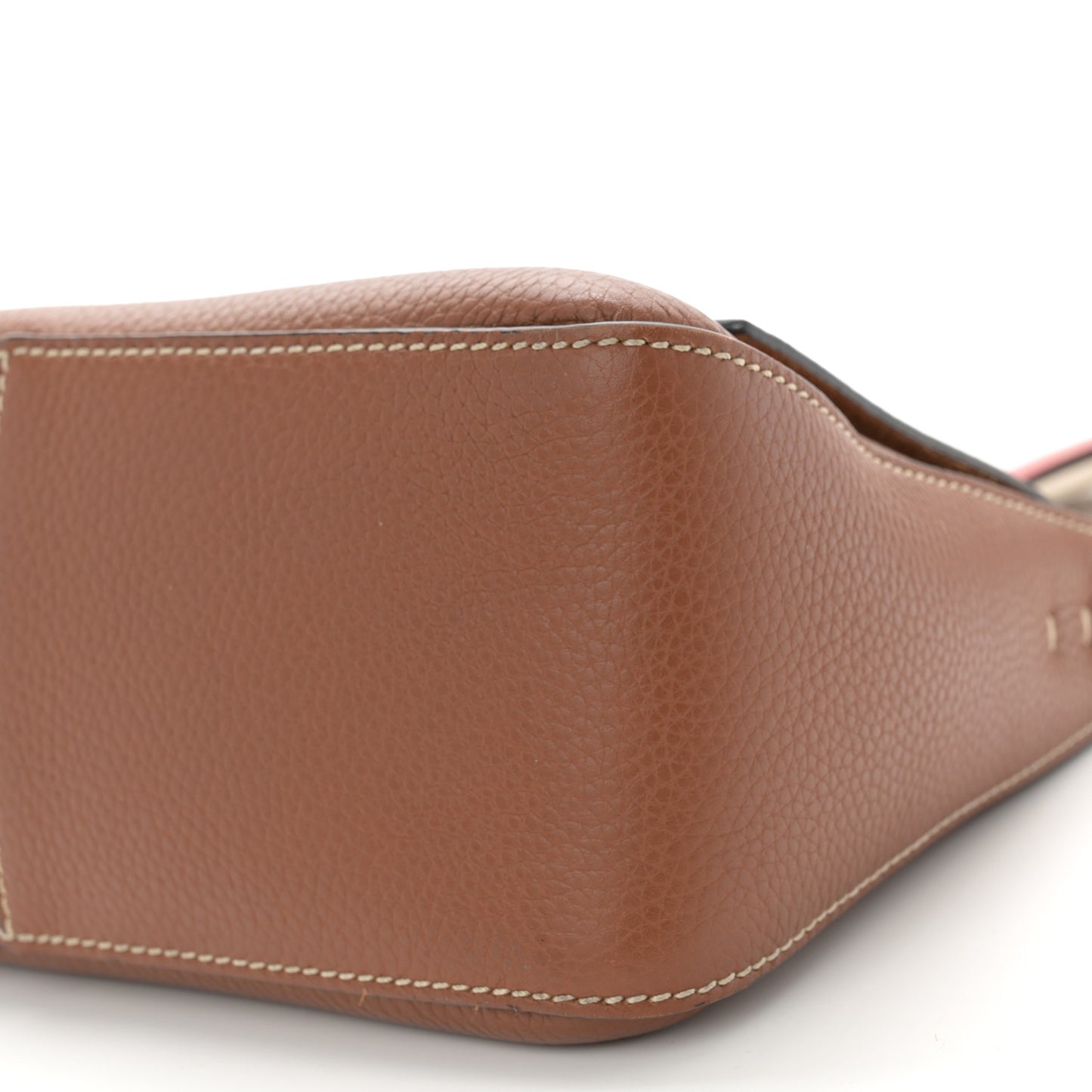 Pebbled Calfskin Small VRing Shoulder Bag Saddle Brown