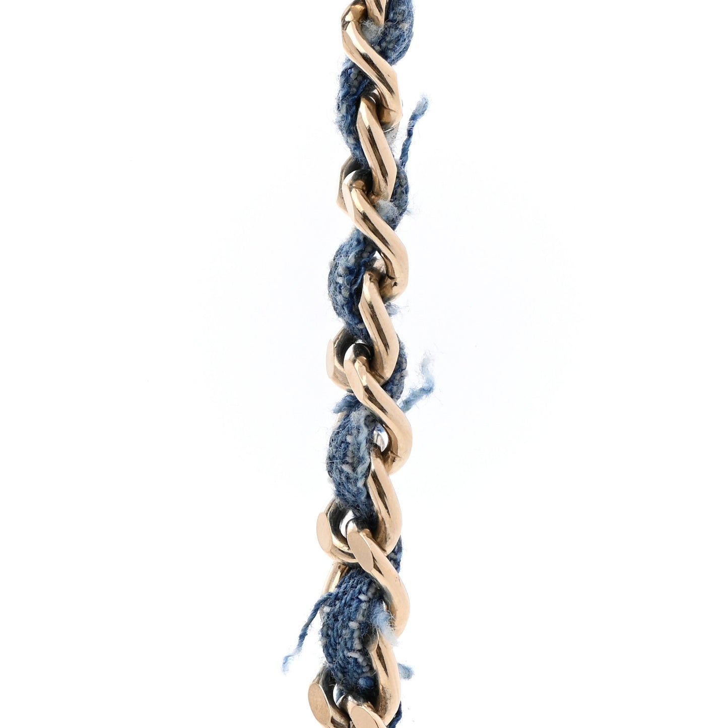 Metal Denim CC Necklace Blue Gold