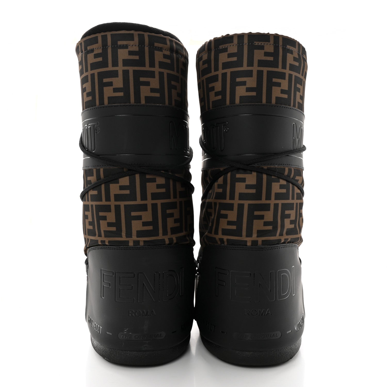 Fendi Nylon Rubber FF Moon Boots 39 Tobacco Black 5 of 13