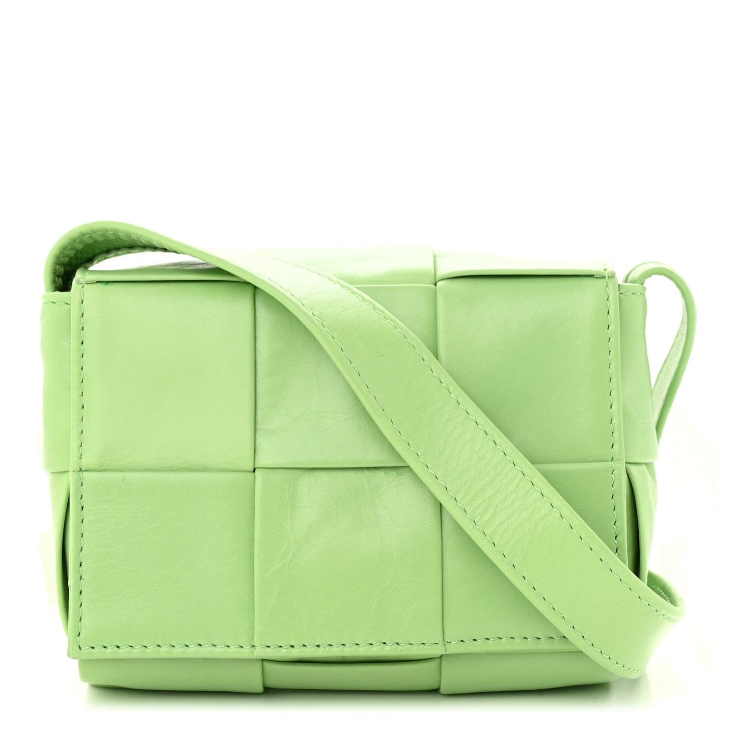 Paper Calfskin Maxi Intreccio Extra Mini Cassette Crossbody Bag Pistachio