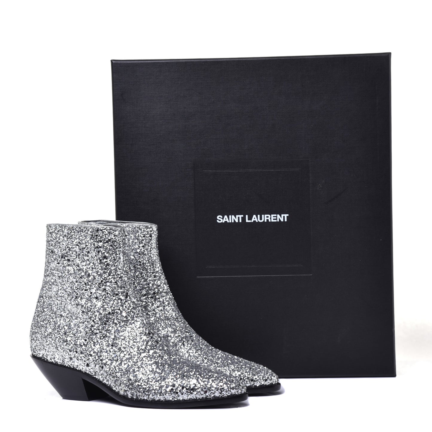 Glitter Calfskin West 45 Boots 36 Silver