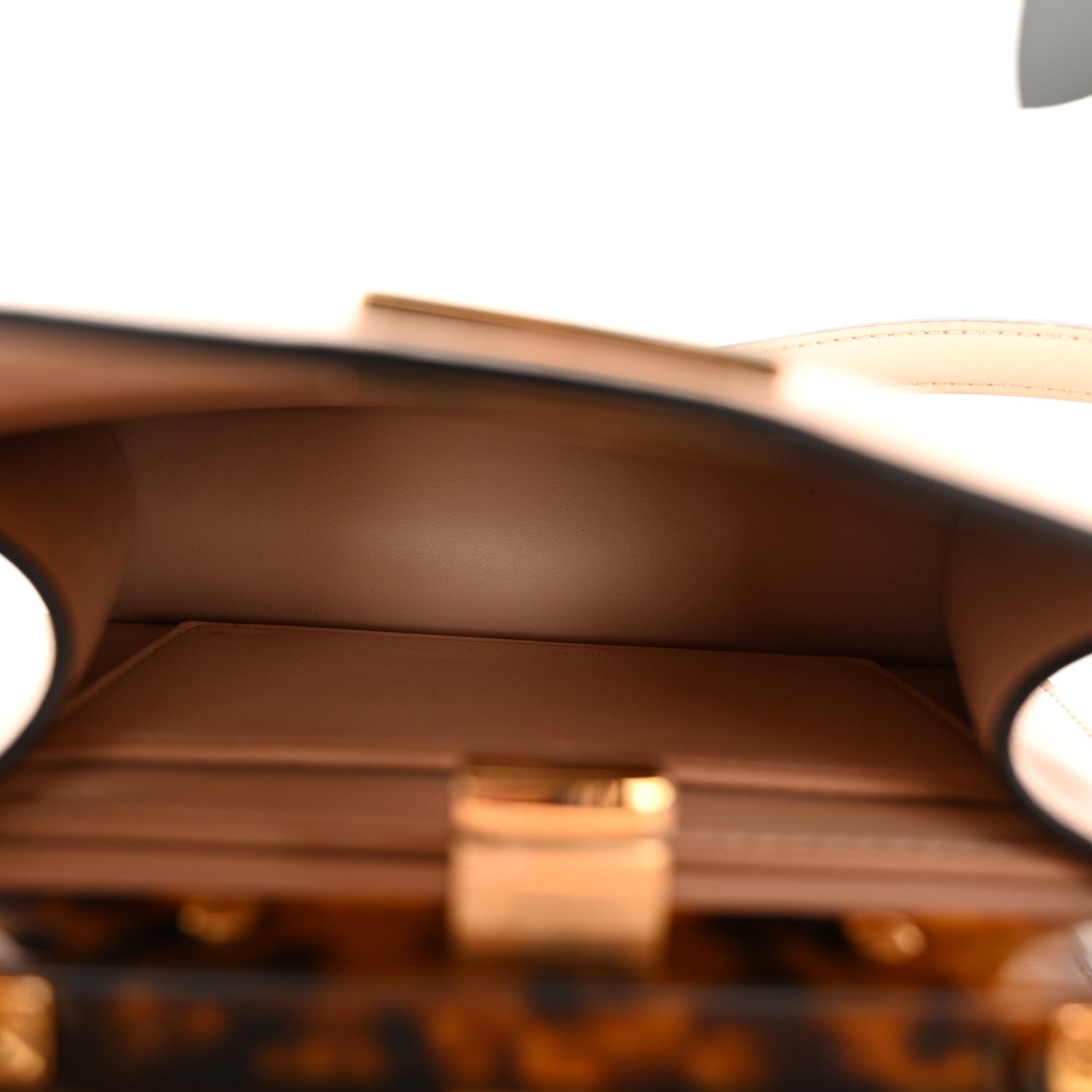 Fendi Vitello Seta Shiny Nappa Plexiglass Petite Peekaboo I SEE U Satchel Poudre 6 of 10