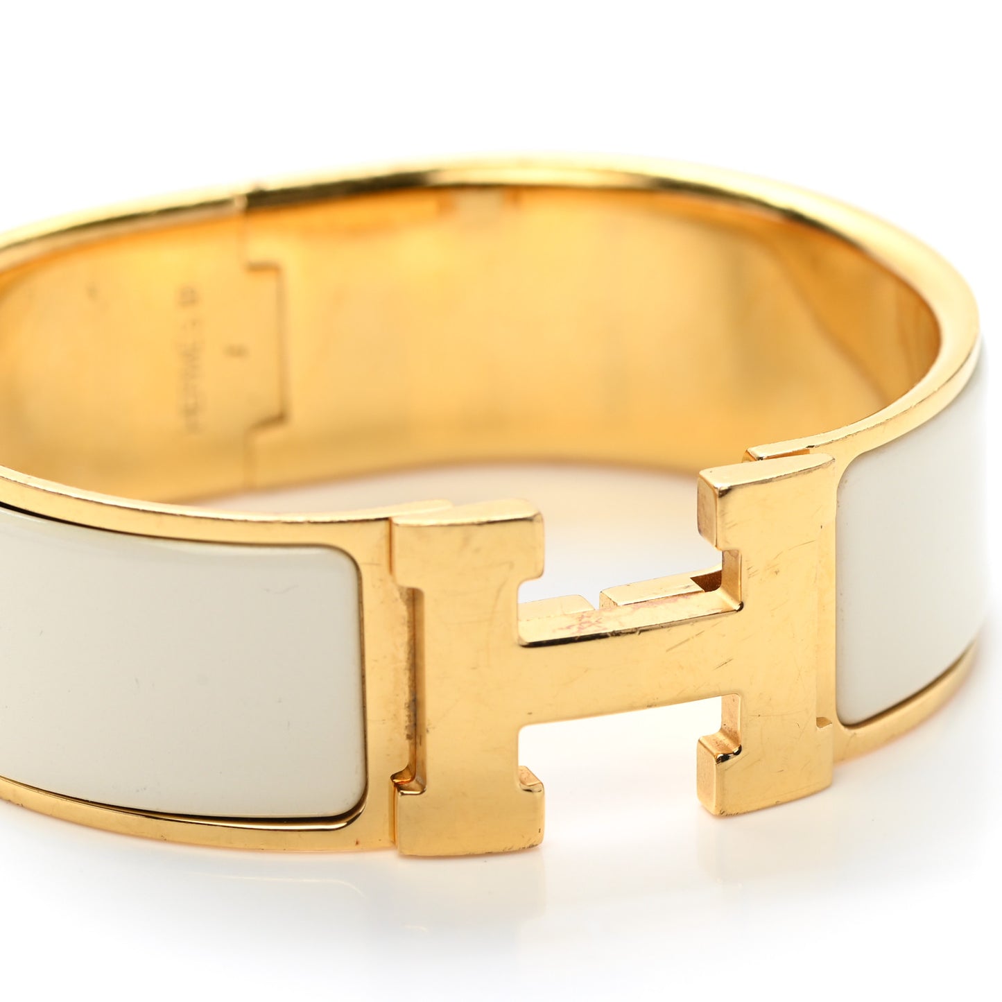 Enamel Wide Clic Clac H Bracelet GM White