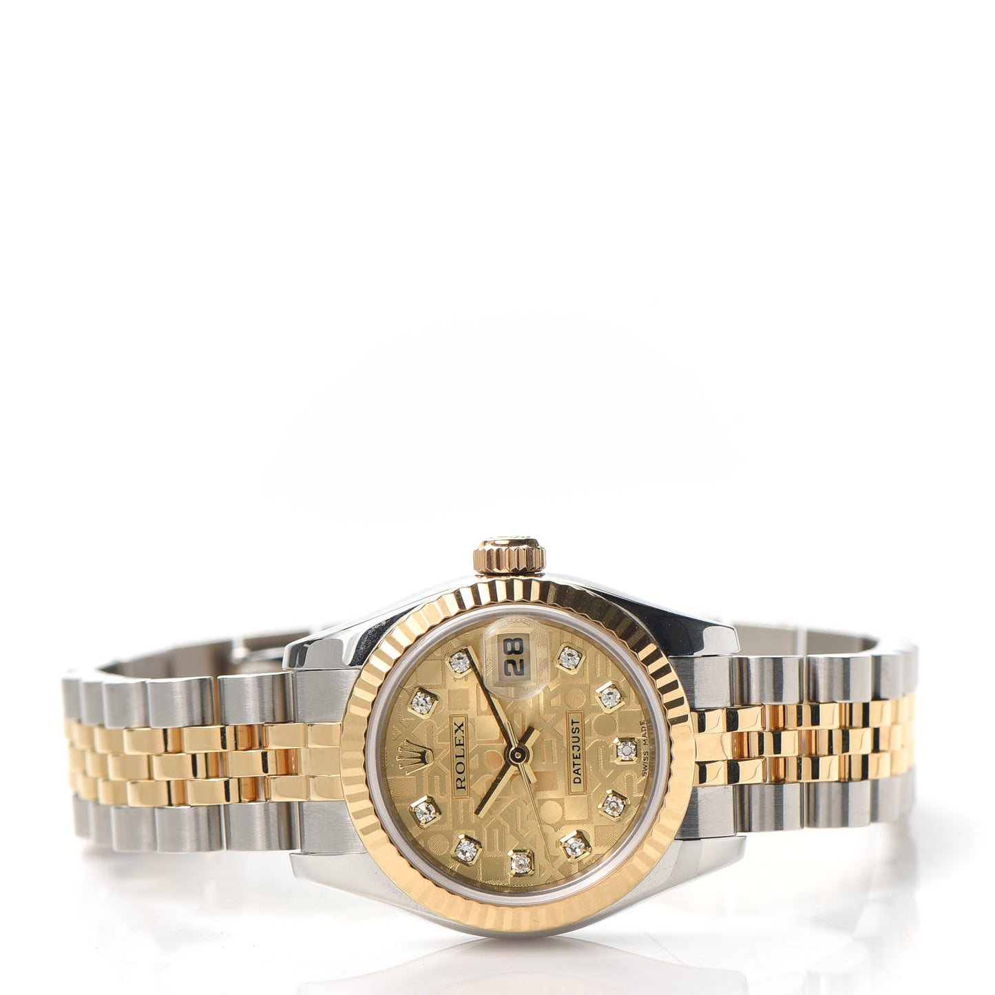 Stainless Steel 18K Yellow Gold Diamond 26mm Oyster Perpetual Datejust Watch Champagne Jubilee 179173