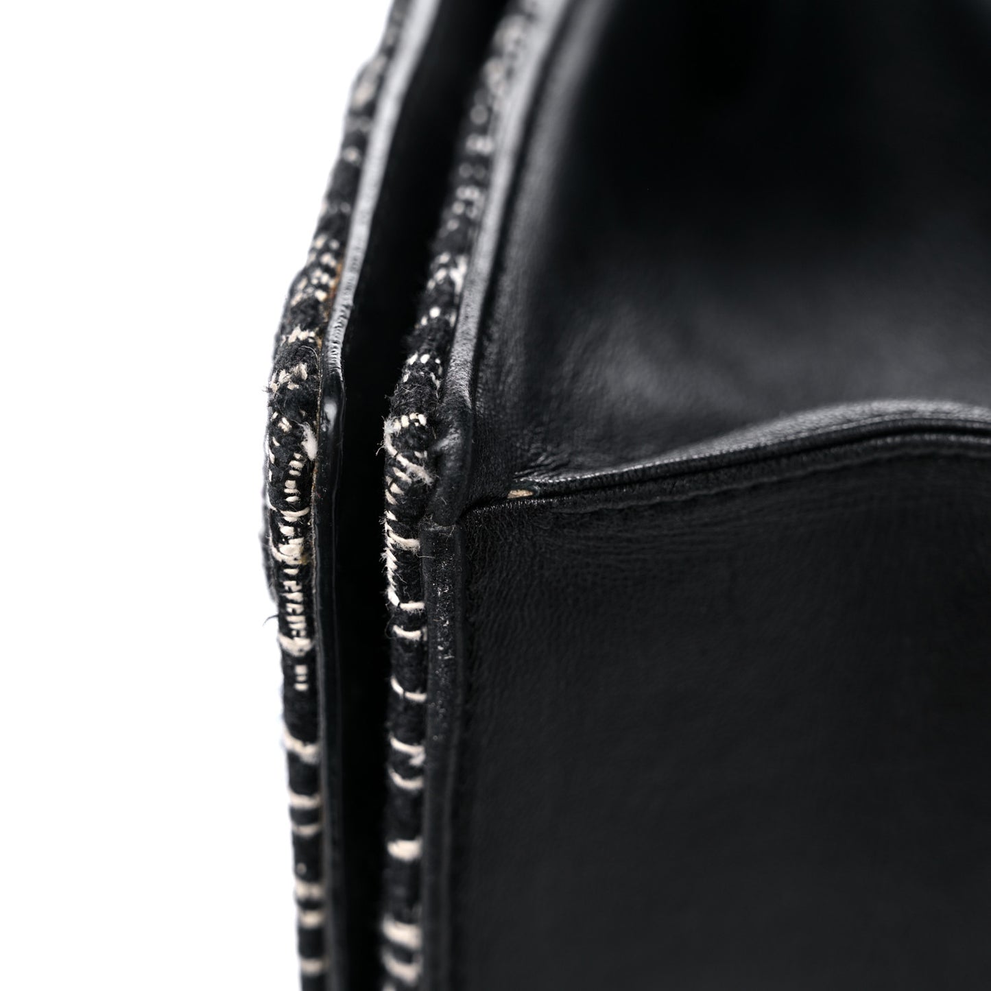 Tweed Embellished Diorama Flap Bag Black White