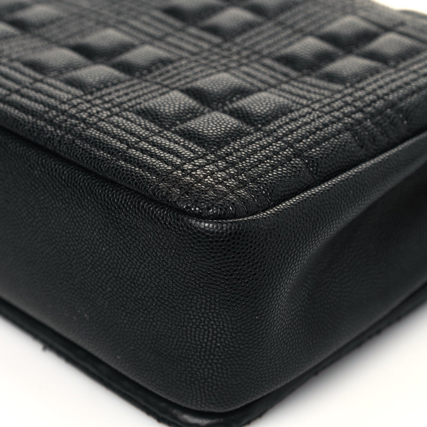 Grainy Calfskin Quilted Medium Lola Bag Black