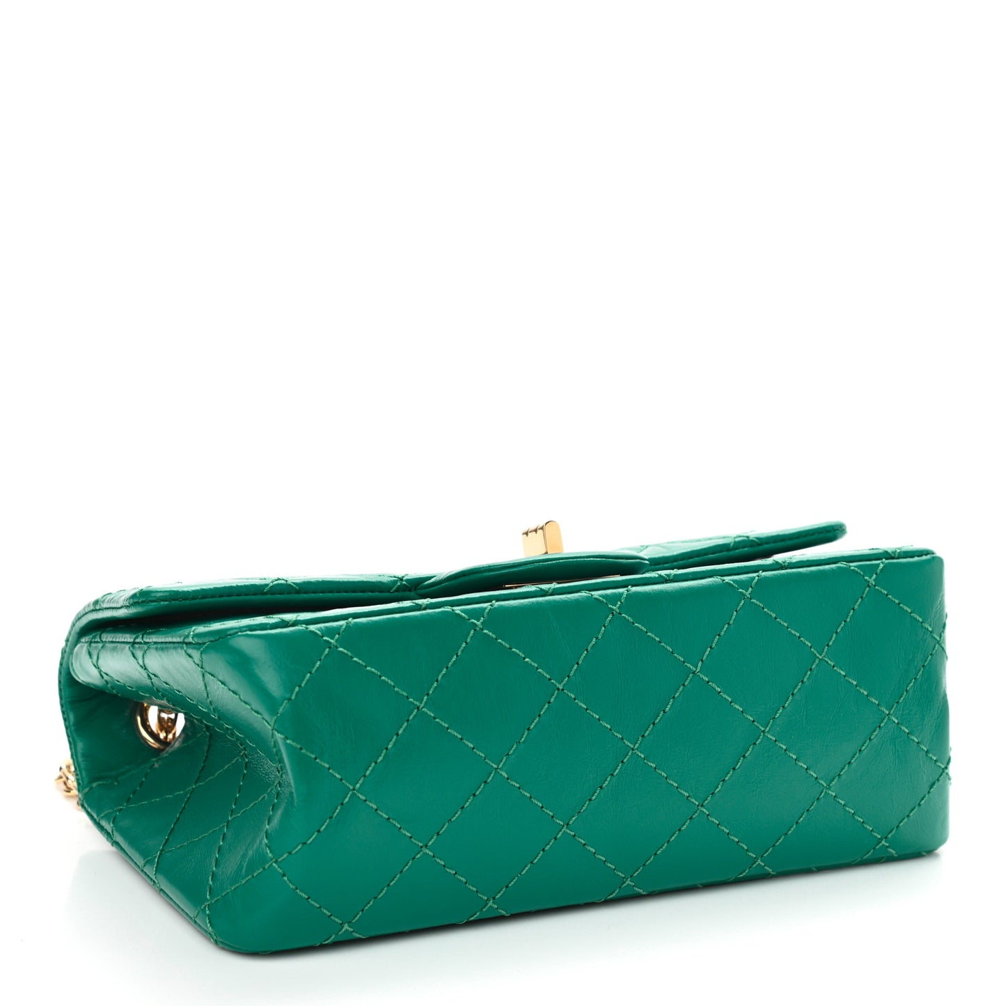 Aged Calfskin Quilted 2.55 Reissue Mini Flap Green