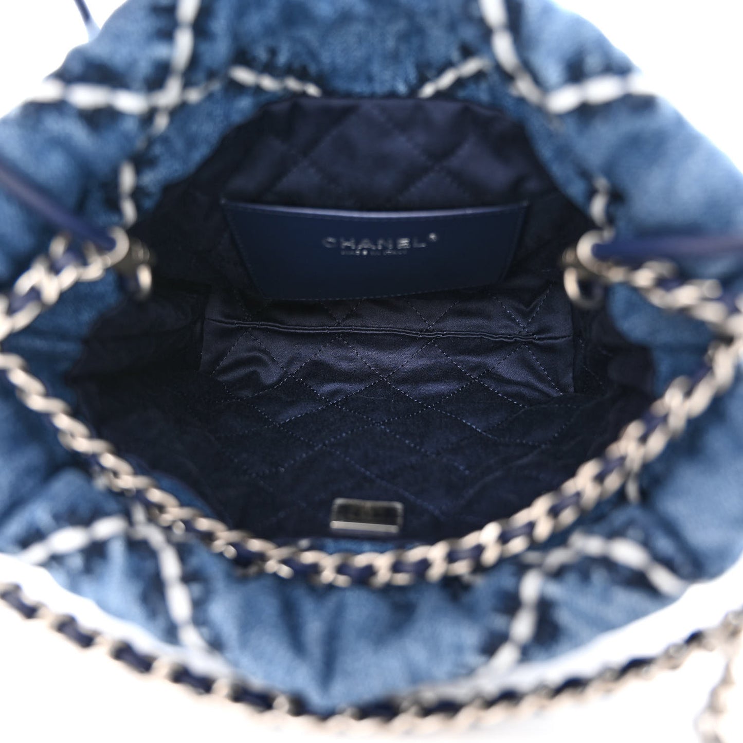 Denim Stitched Quilted Mini Chanel 22 Blue