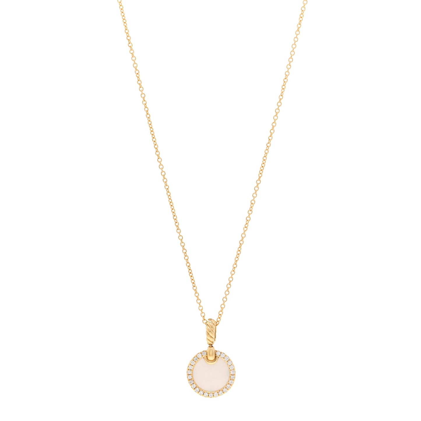 18K Yellow Gold Diamond Mother of Pearl Petite Elements Necklace