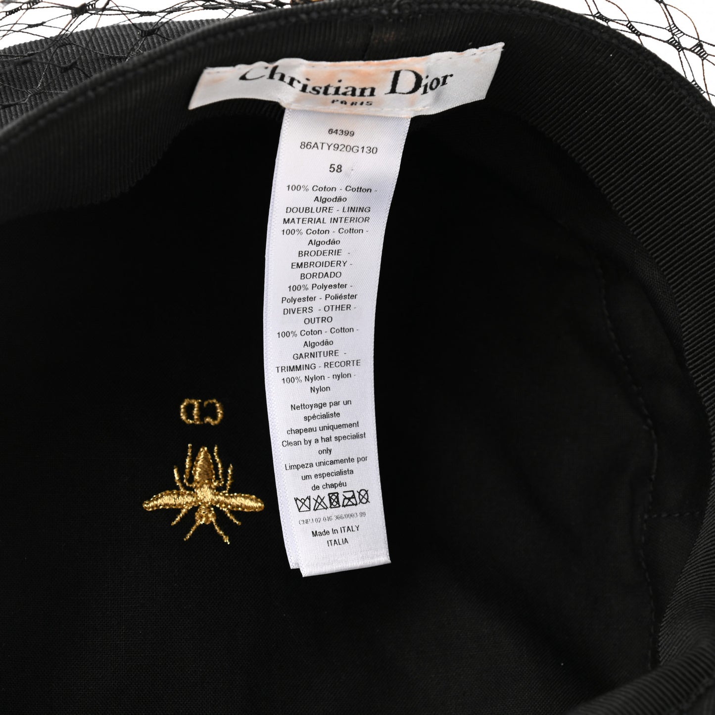 Cotton Canvas Arty Cap with Veil 58 Black