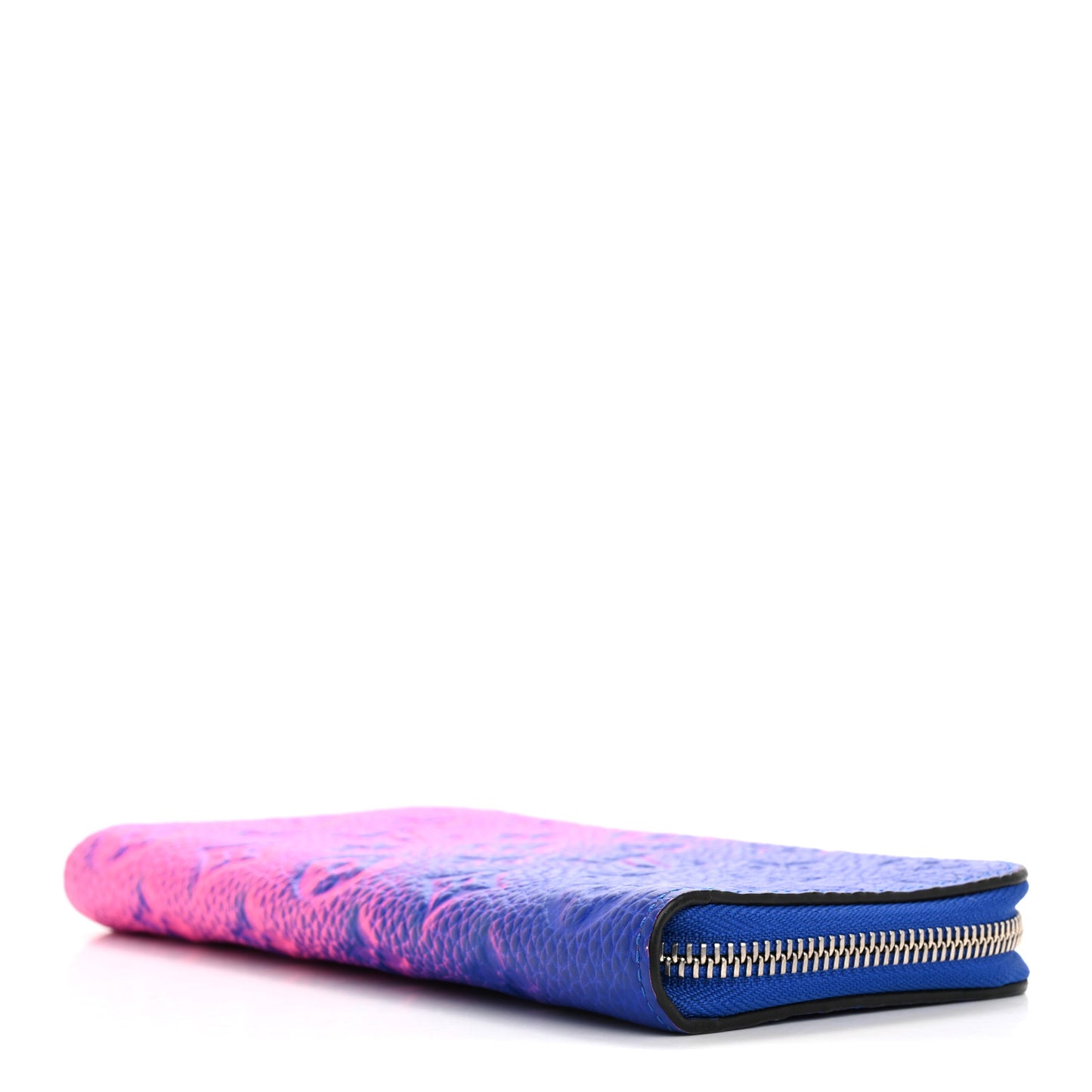 Taurillon Illusion Zippy Vertical Wallet Bleu Rose