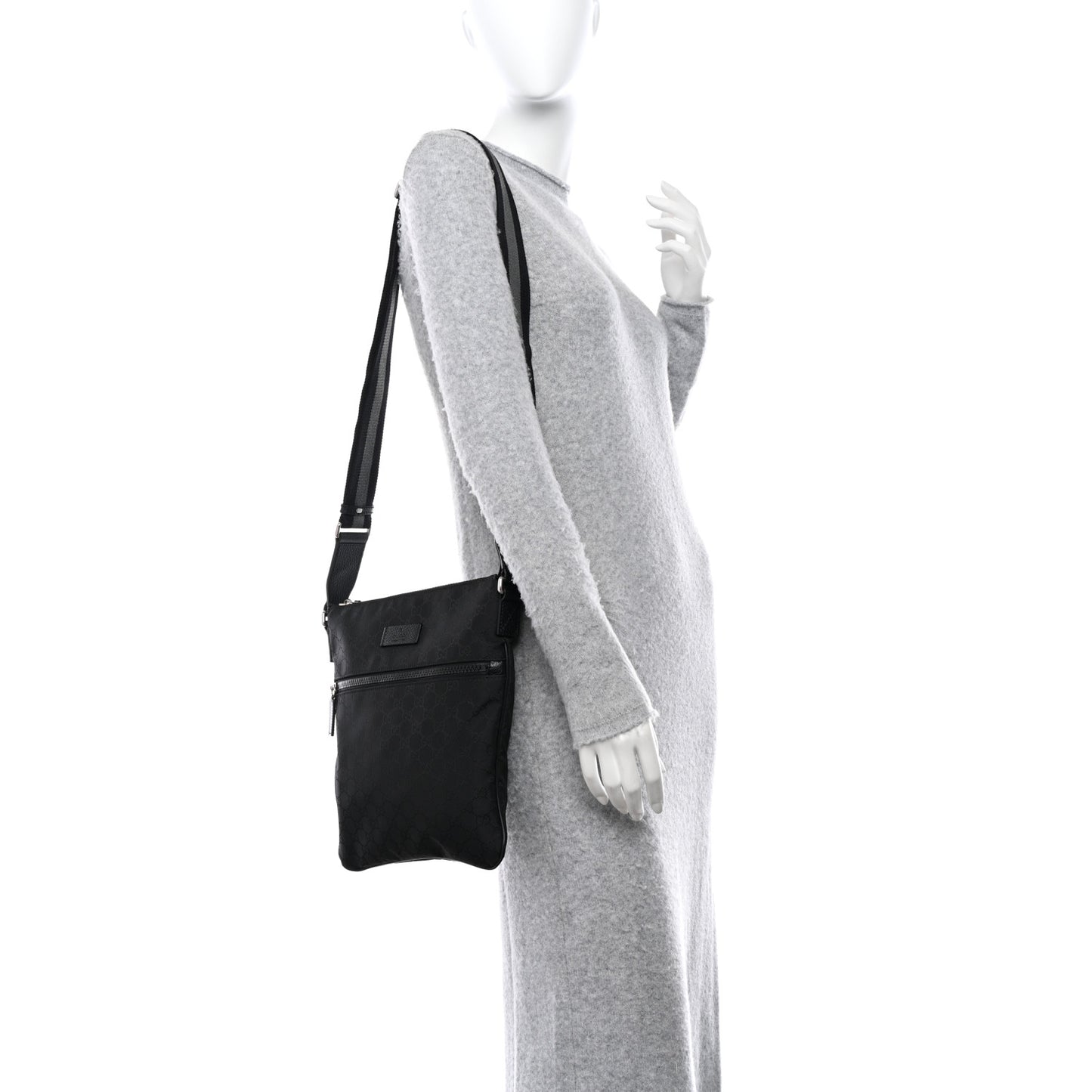 Nylon Monogram Small Flat Messenger Bag Black