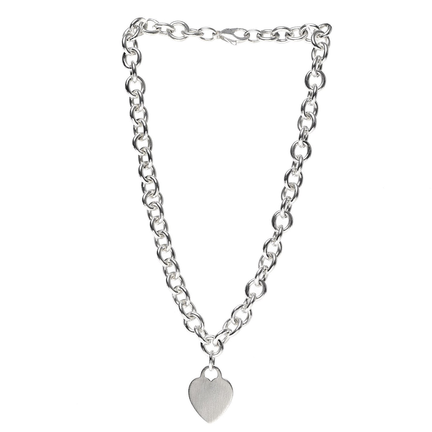 Sterling Silver Heart Tag Necklace
