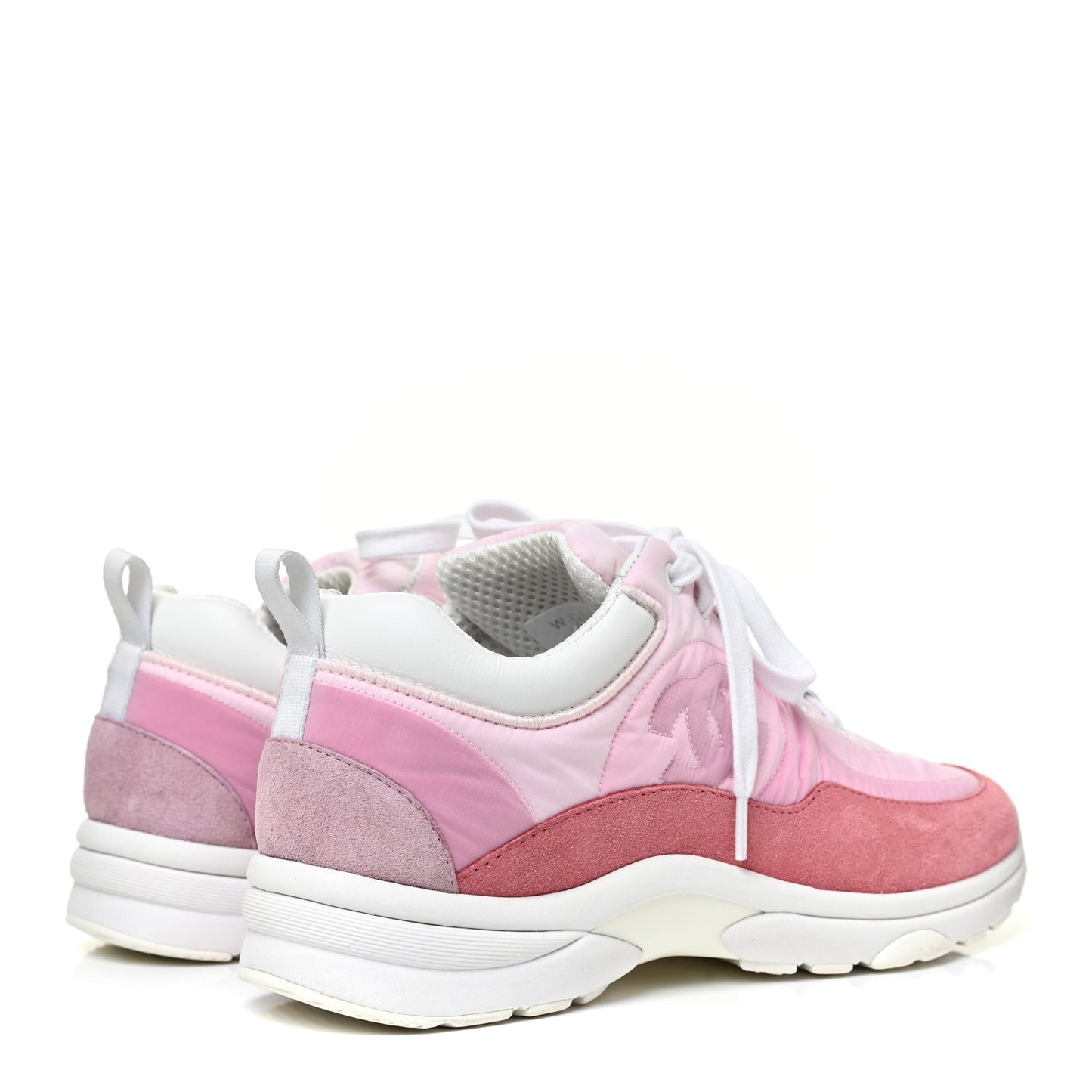 Nylon Calfskin Suede Womens CC Sneakers 38 Pink