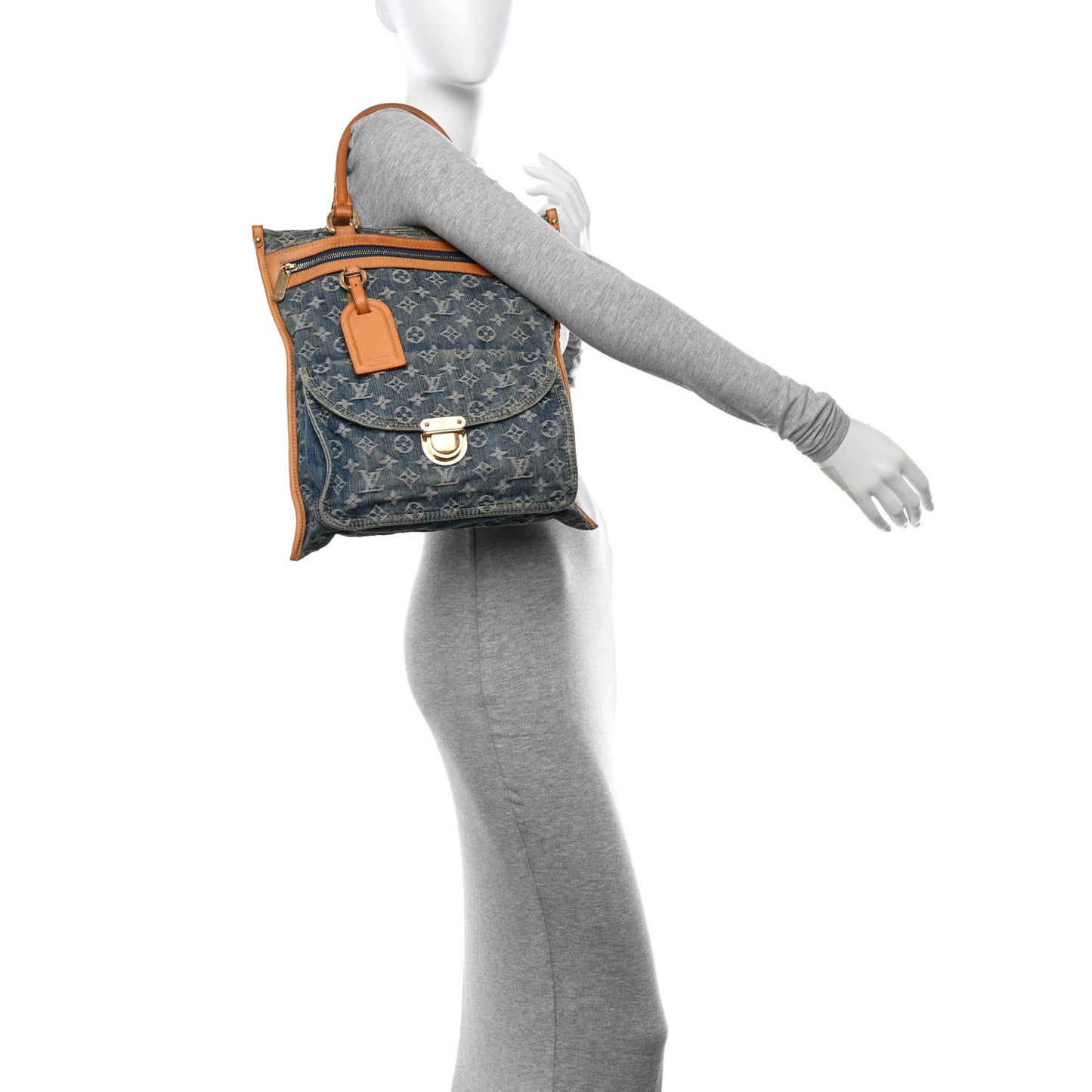 Monogram Denim Sac Plat Blue