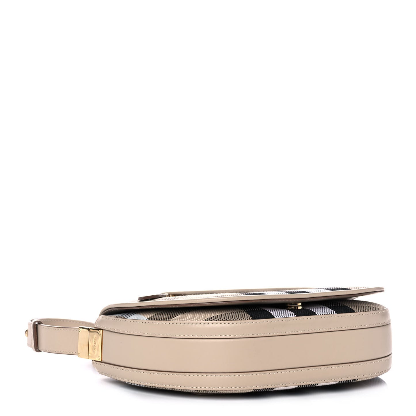 Canvas Calfskin Check Small Olympia Beige