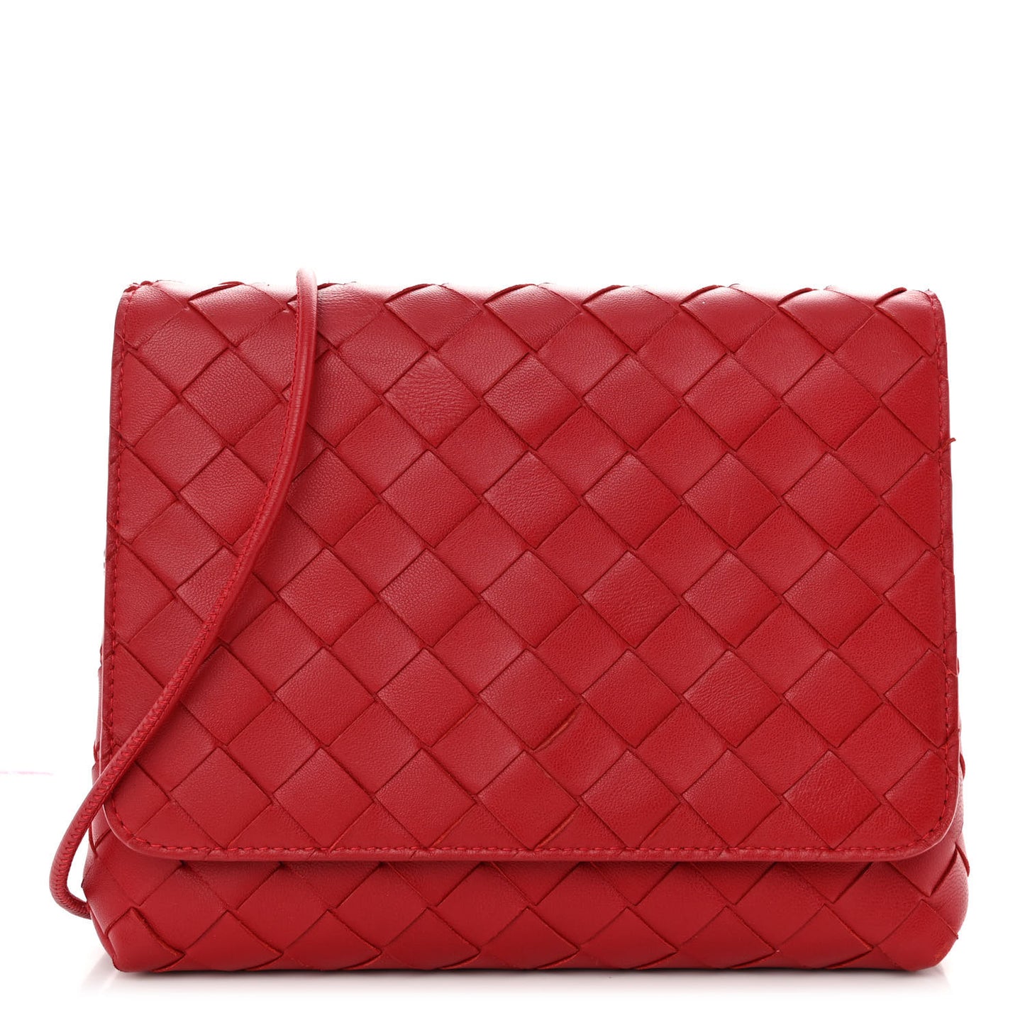 Lambskin Intrecciato Mini Crossbody Bag Apple Candy