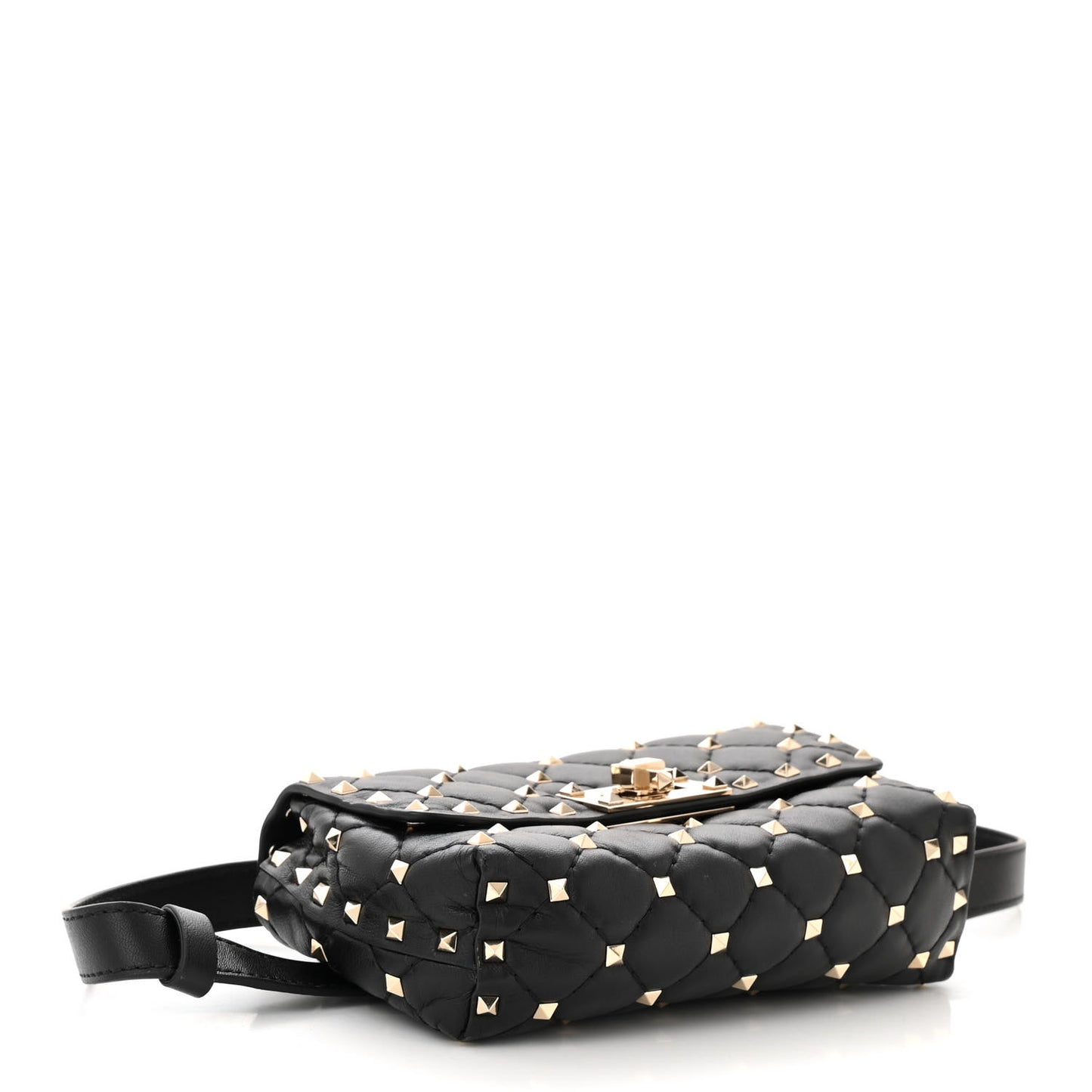 Lambskin Rockstud Spike Belt Bag 85 Black