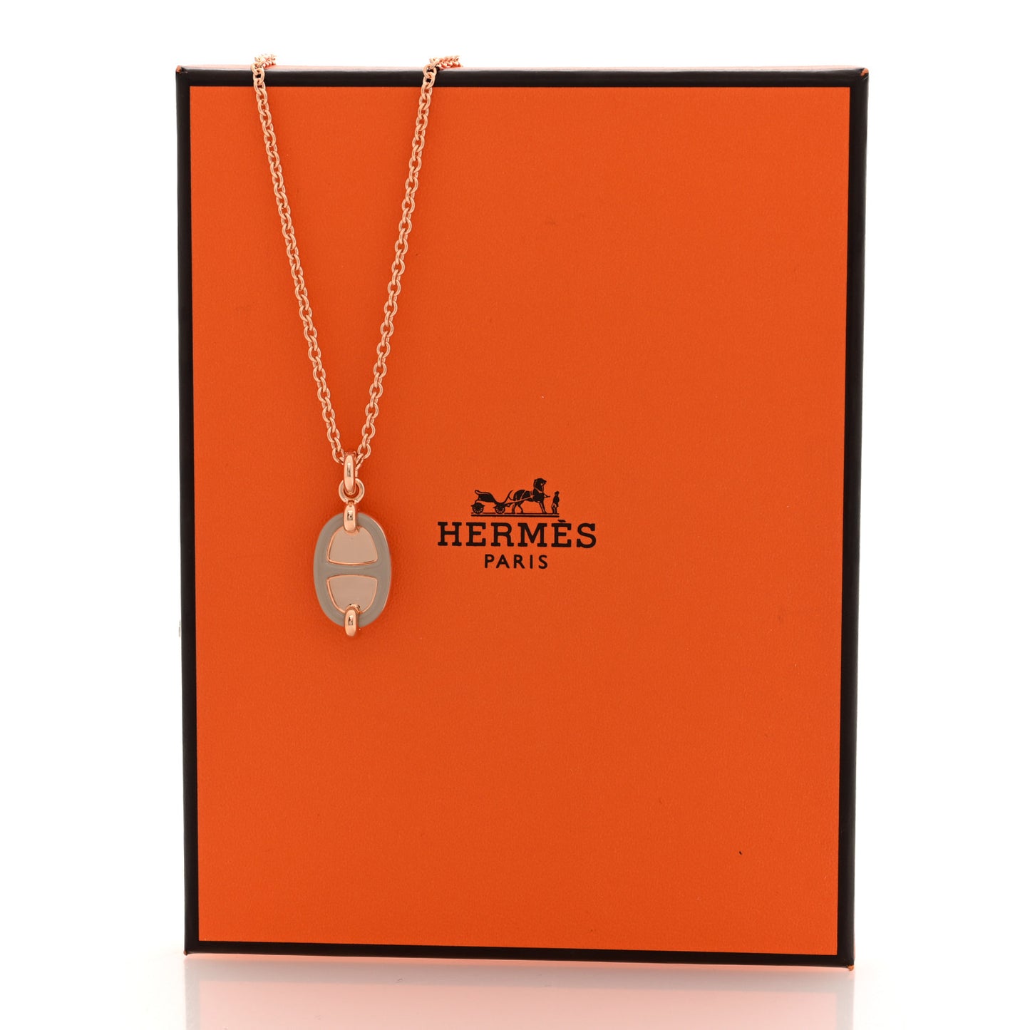 Metal Enamel Mini Maillon Pendant Necklace Rose Candeur