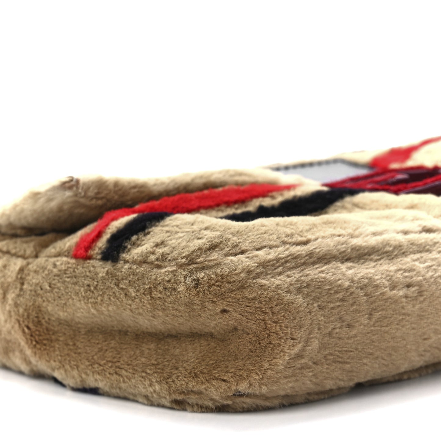 Rabbit Fur Striped Baguette Multicolor