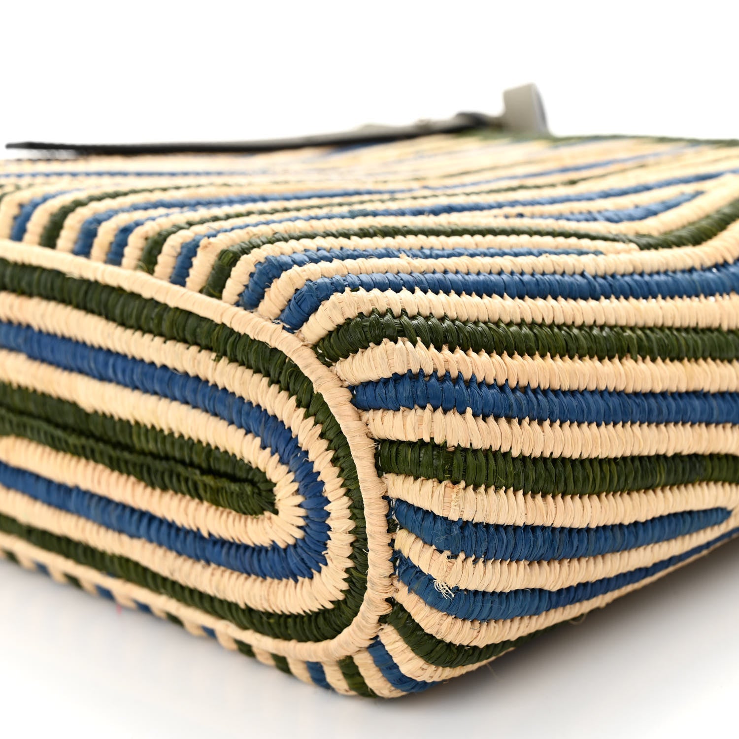 Loewe Raffia Square Small Basket Tote Bag Natural Khaki Blue 9 of 9