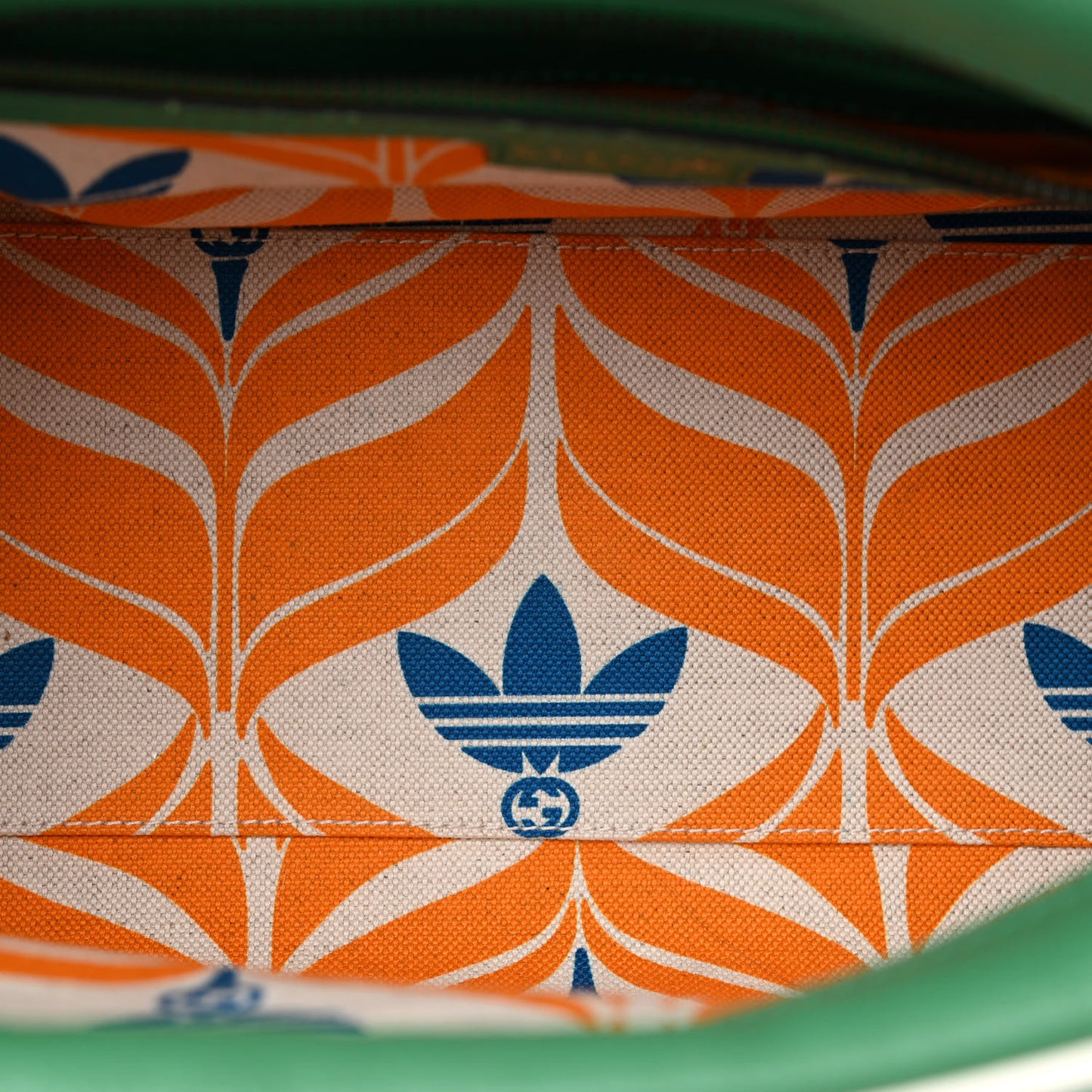 X ADIDAS Textured Dollar Calfskin Web Trefoil Logo Embossed Mini Bowling Bag New Shamarock Off White