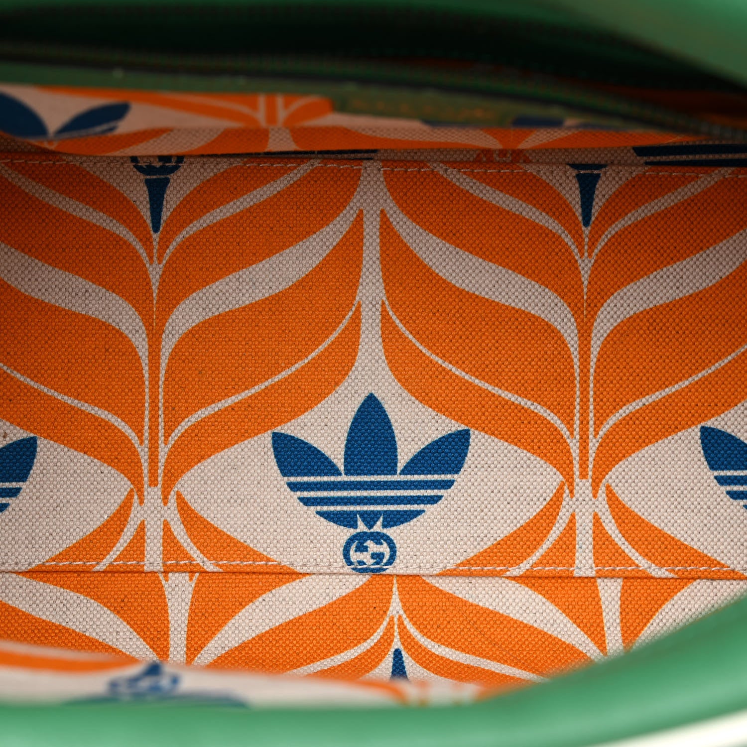 Gucci X ADIDAS Textured Dollar Calfskin Web Trefoil Logo Embossed Mini Bowling Bag New Shamarock Off White 5 of 13