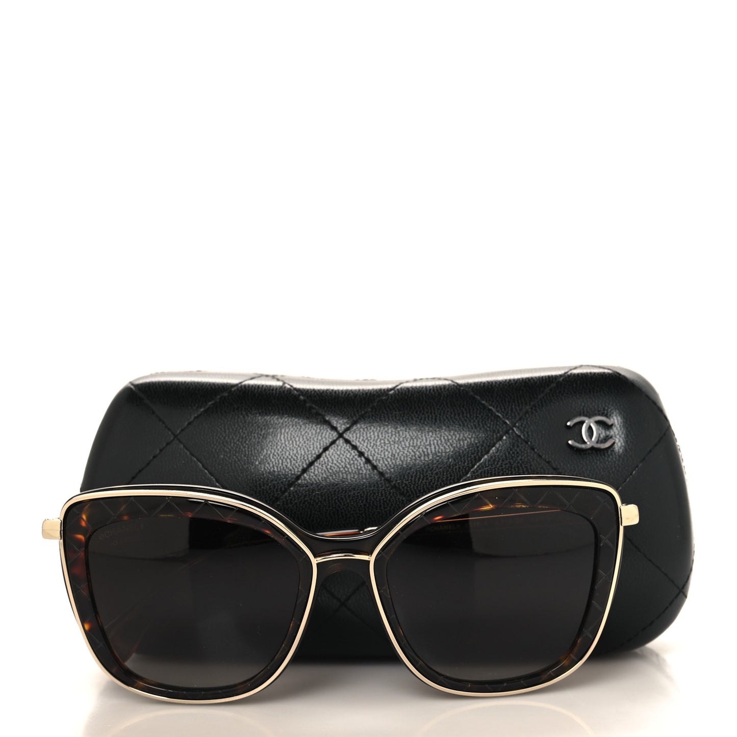 Acetate Quilted Metal Butterfly Sunglasses 4238-A Dark Tortoise Gold