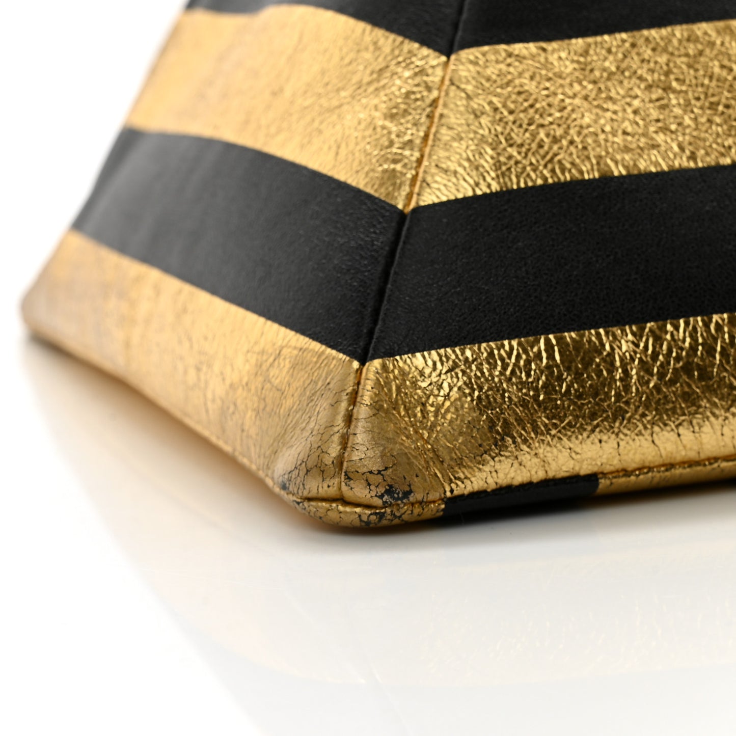 Metallic Lambskin CC Kheops Pyramid Bag Gold Black