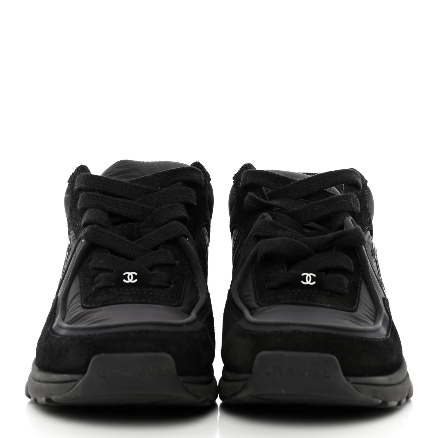 Fabric Calfskin Suede CC Sneakers 36 Black