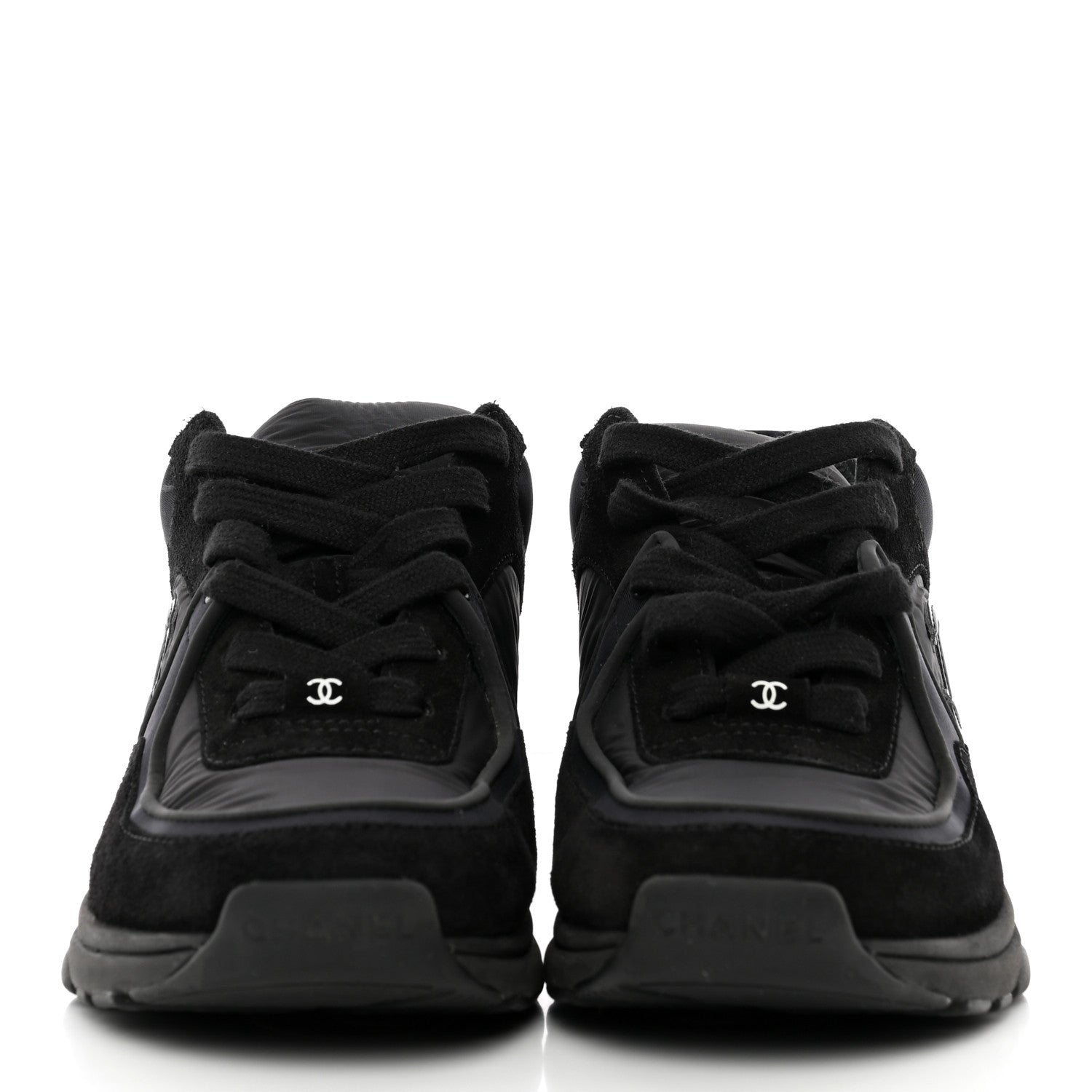 Chanel Fabric Calfskin Suede CC Sneakers 36 Black 2 of 15