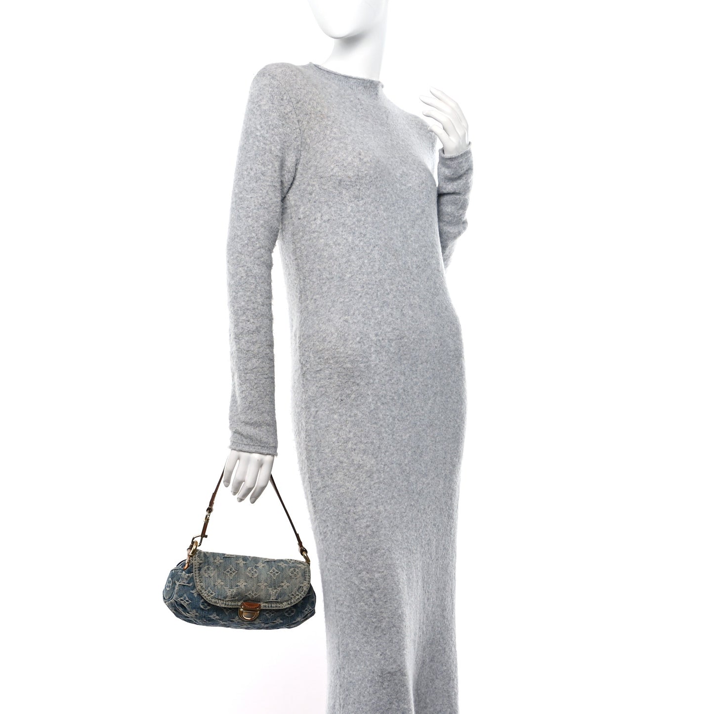 Monogram Denim Mini Pleaty Blue