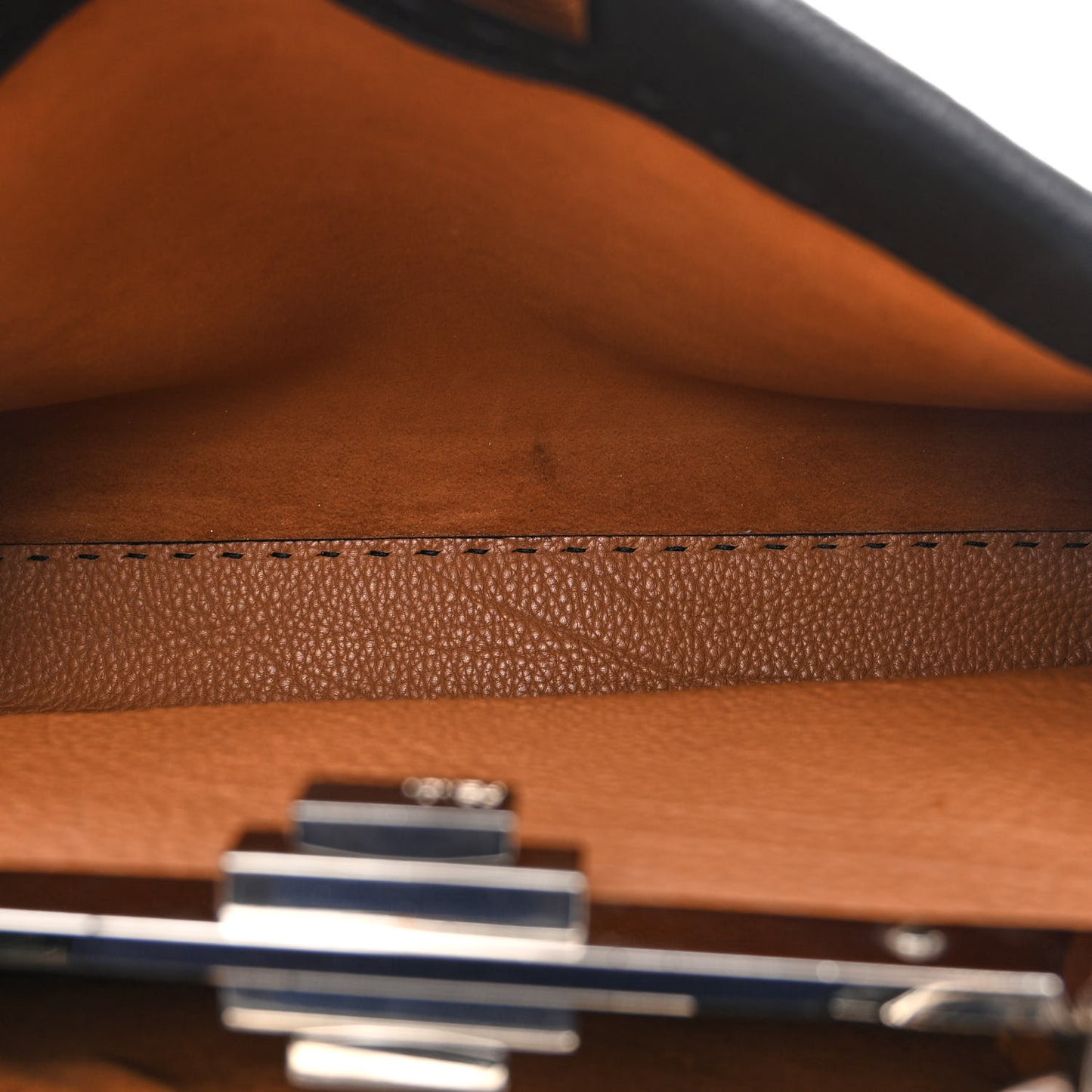 Cuoio Romano Selleria Bi-Color Medium Peekaboo Iconic Satchel Black Mou