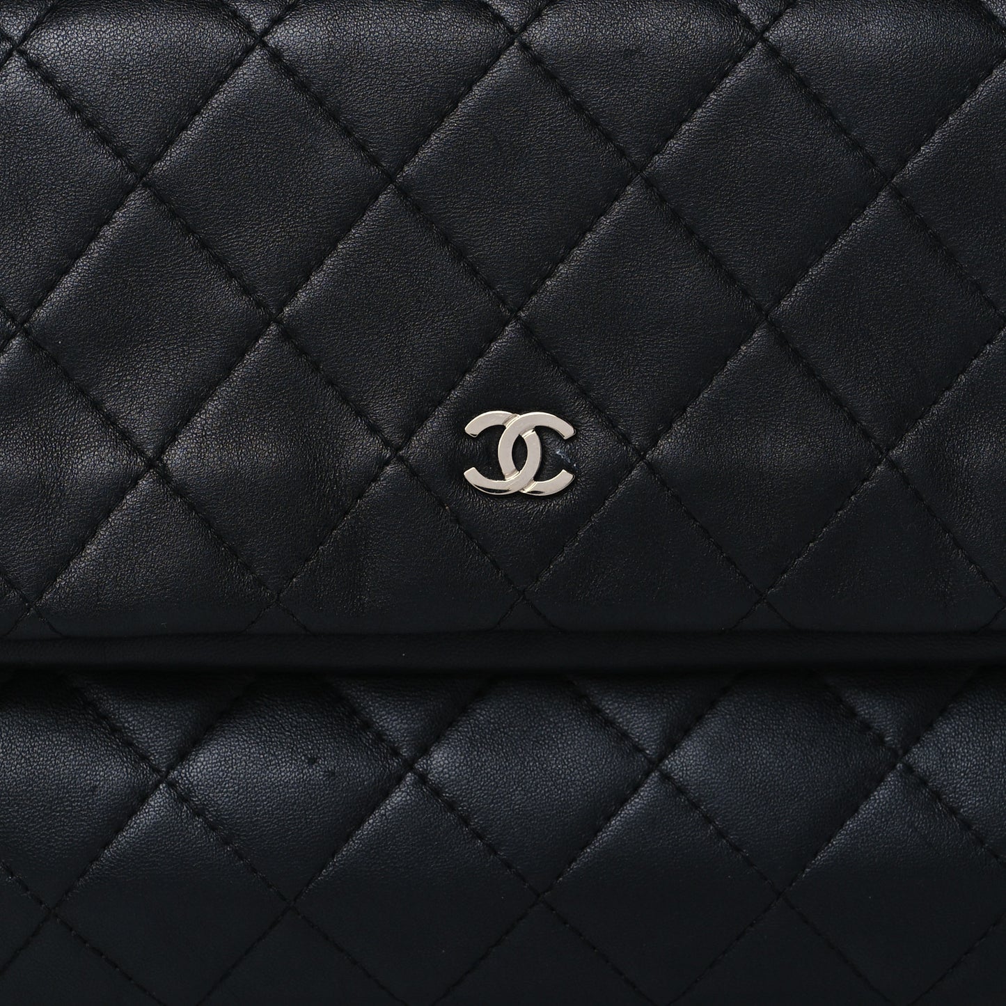 Lambskin Quilted CC Beauty Clutch Black