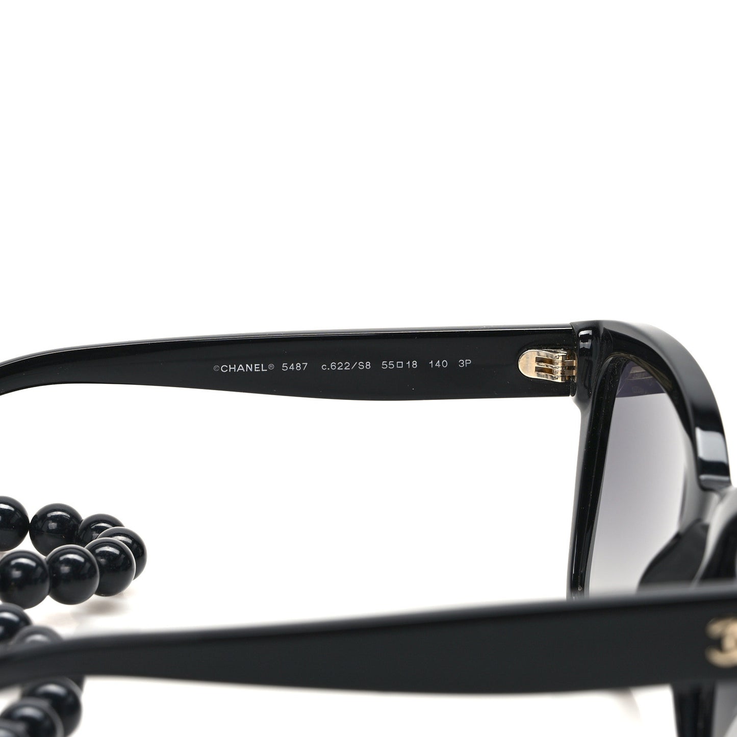Acetate Chain Square Sunglasses 5487-A Black