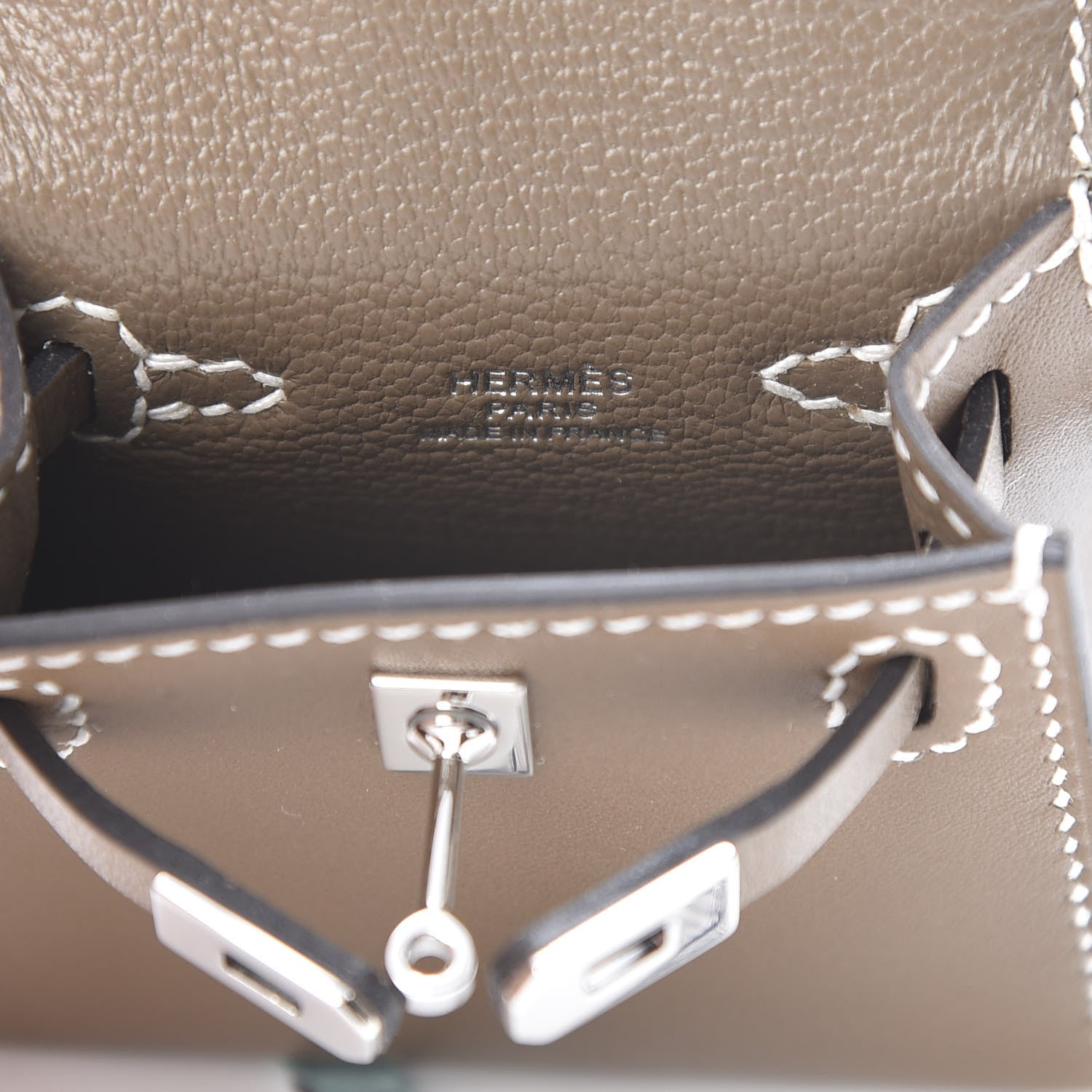 Hermes Tadelakt Mini Kelly Twilly Bag Charm Etoupe 4 of 6