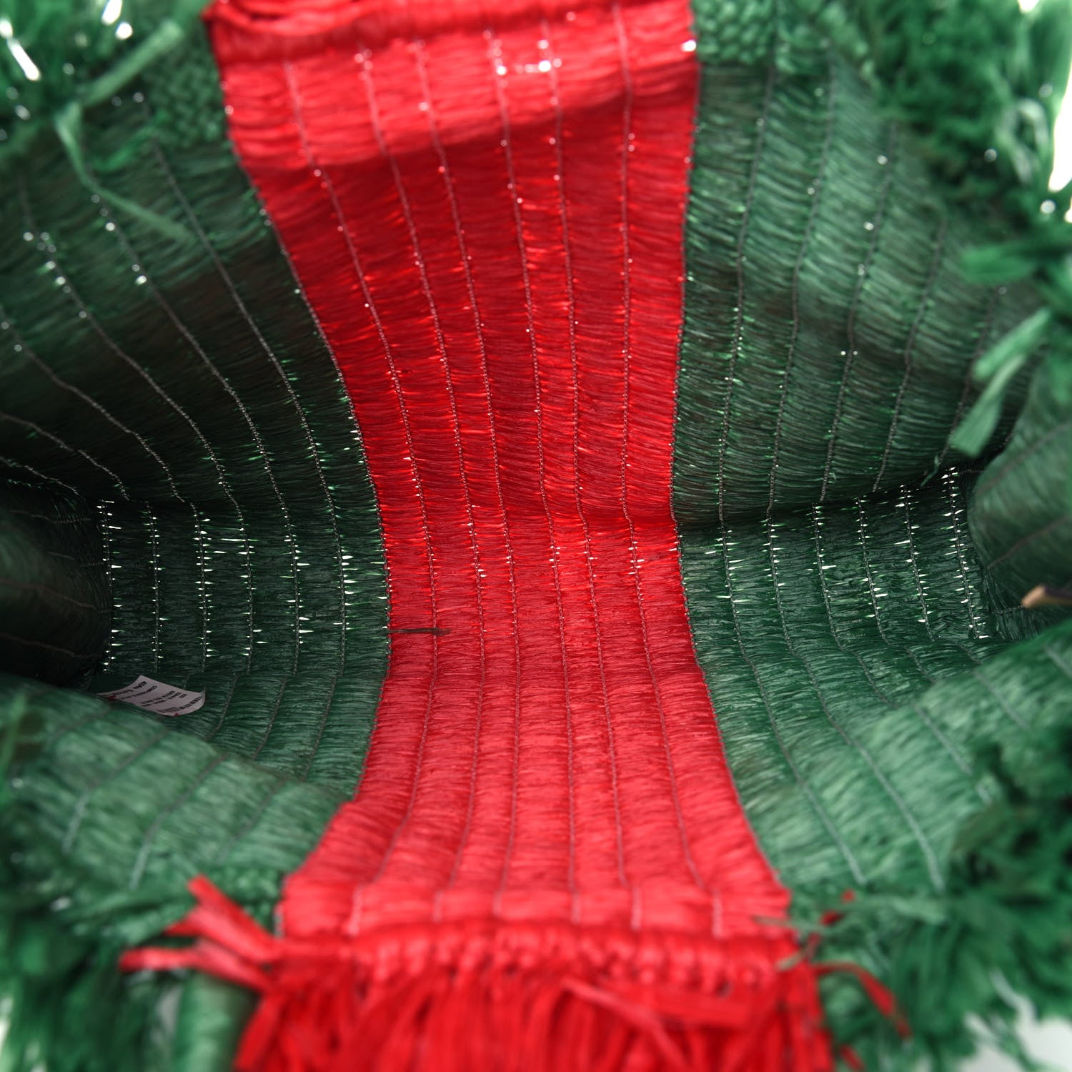 Gucci Raffia Linen Web Cestino Tote Bag Red Green 5 of 10