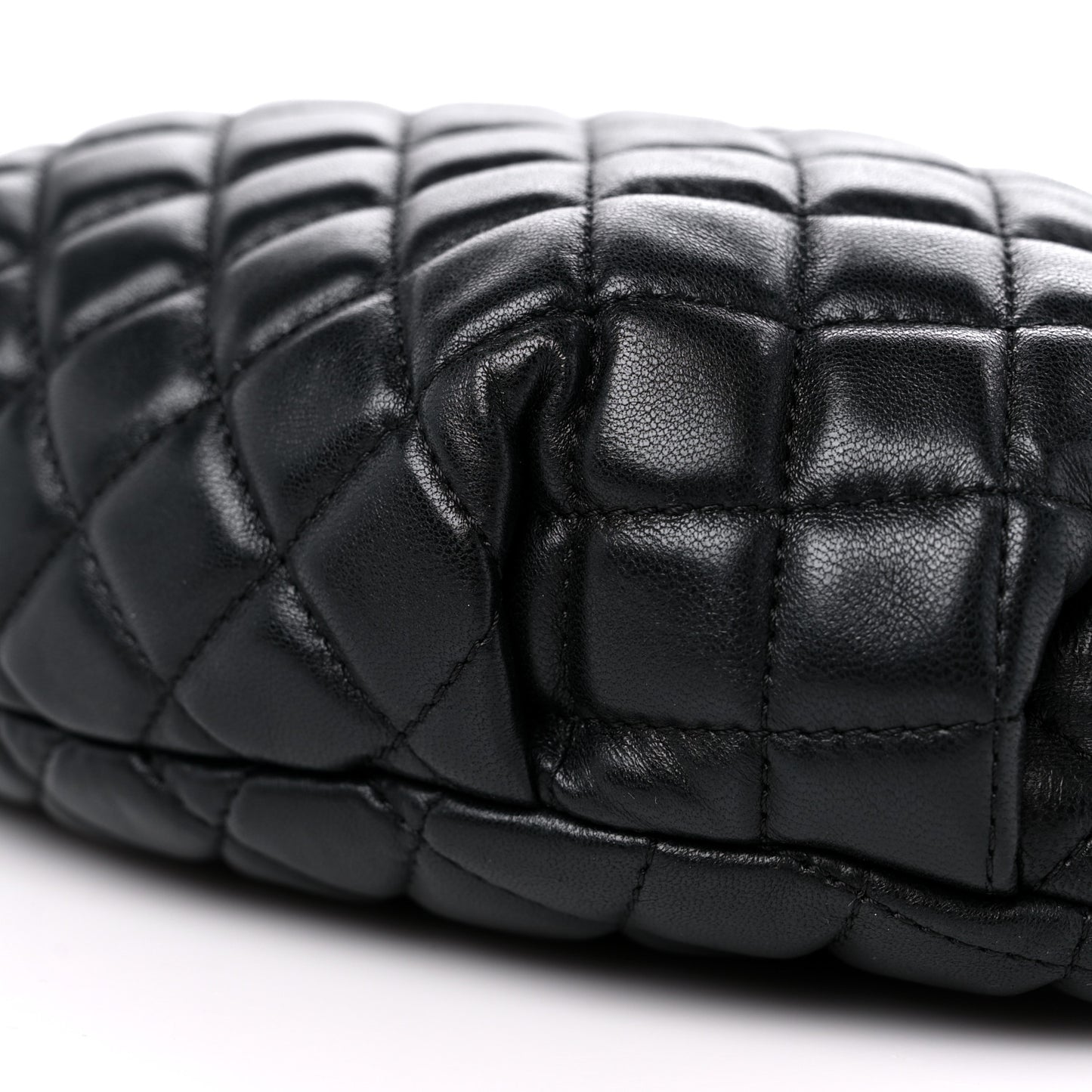 Lambskin Quilted Banane Waist Bag Fanny Pack Black