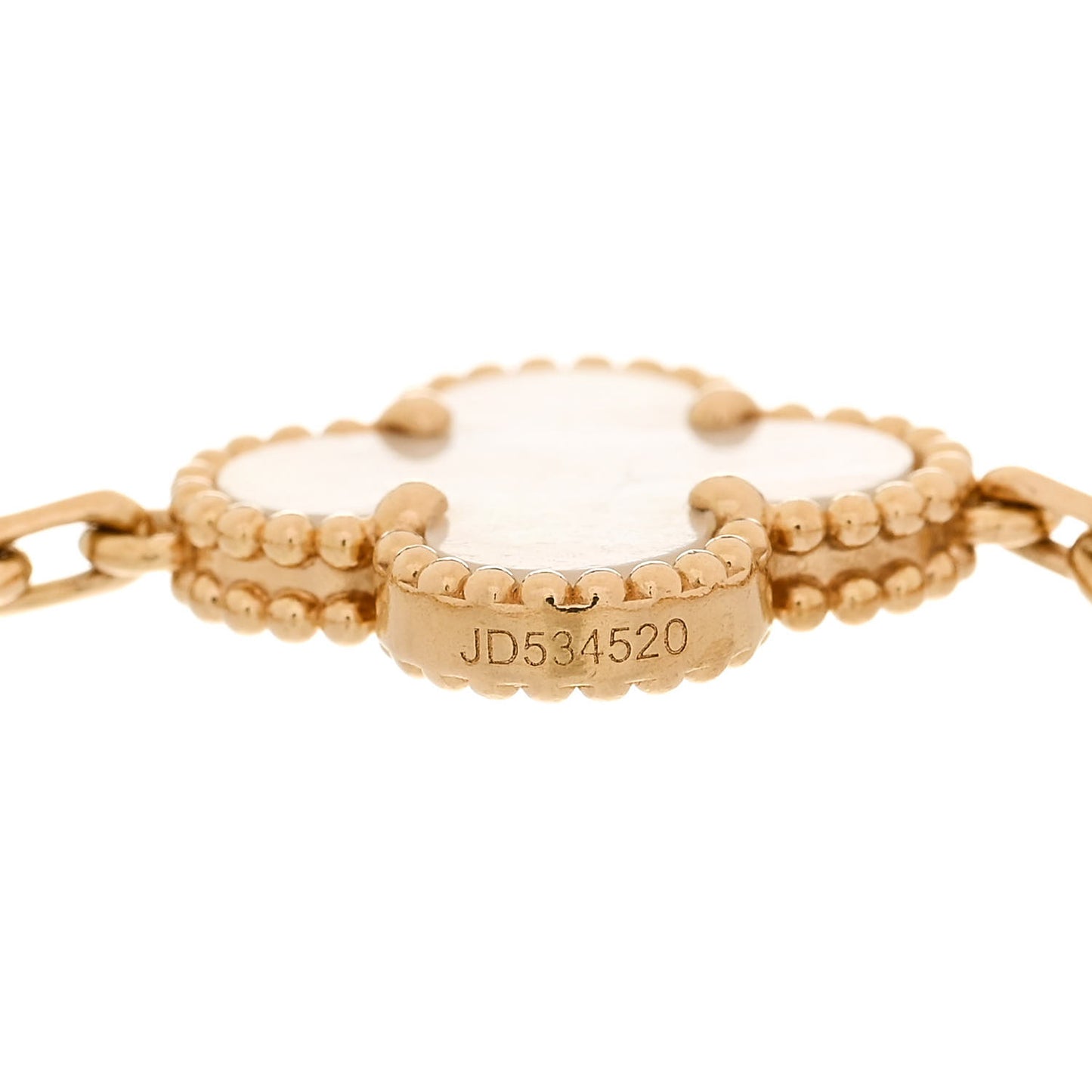 18K Yellow Gold Mother of Pearl 5 Motifs Vintage Alhambra Bracelet