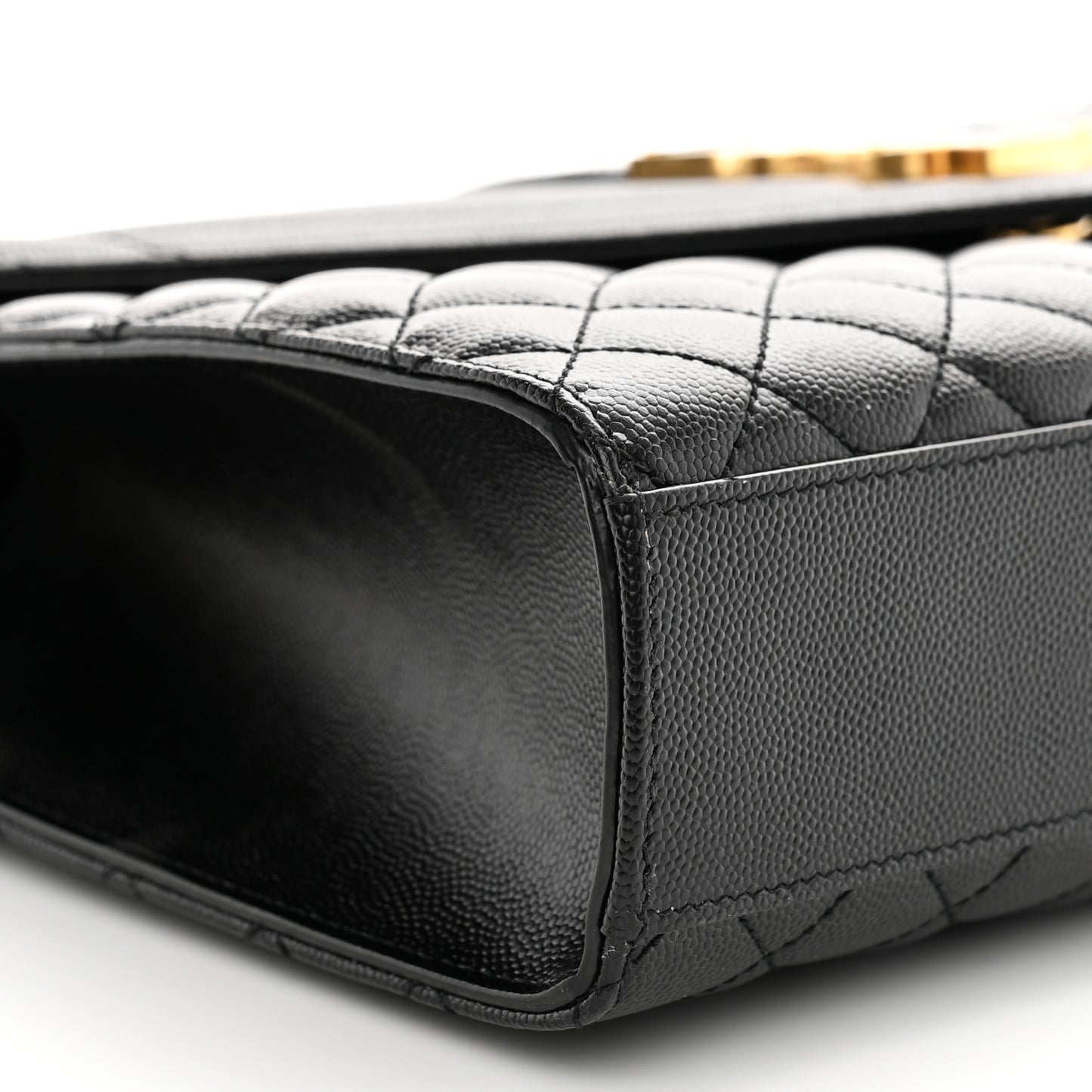 Grain De Poudre Textured Mixed Matelasse Large Triquilt Monogram Satchel Black