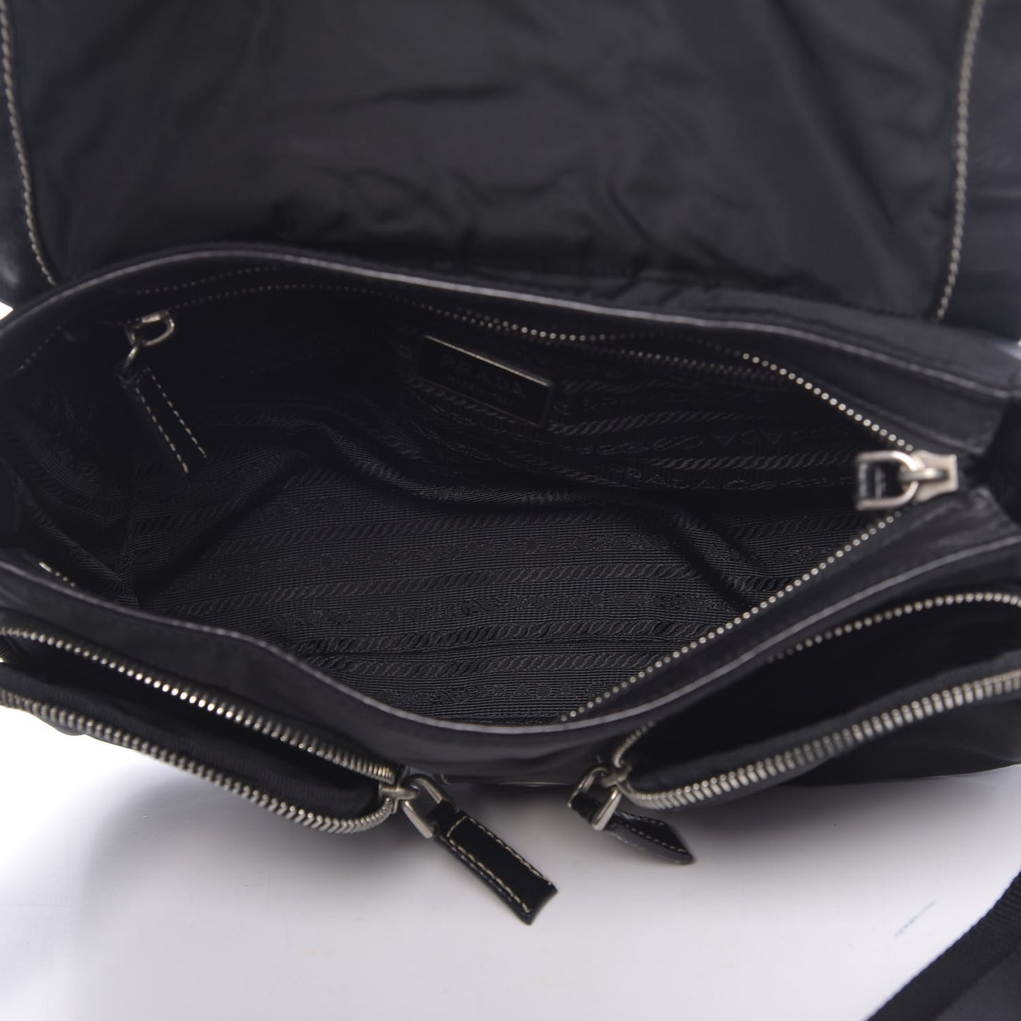 Soft Calfskin Nylon Buckle Shoulder Bag Black
