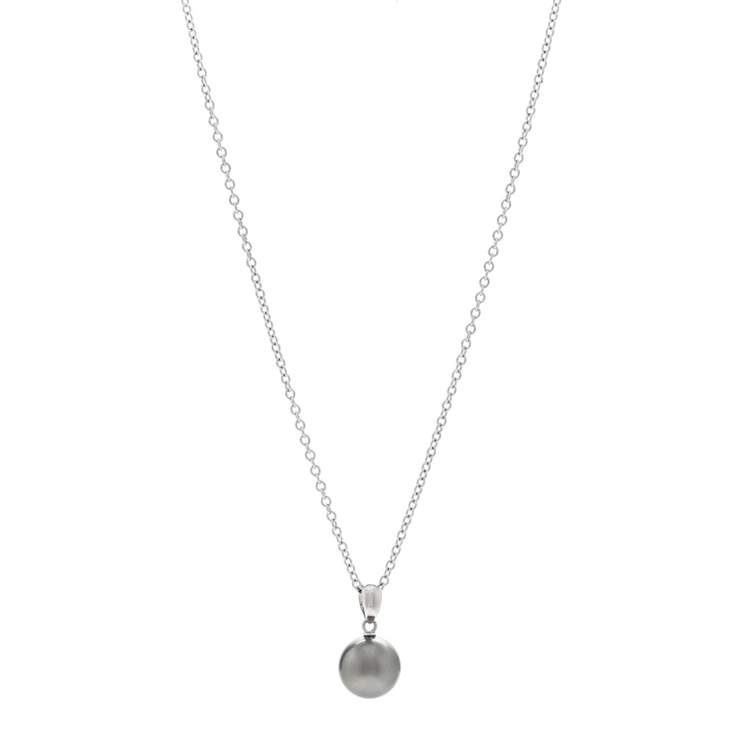 18K White Gold Black South Sea Pearl 9mm Pendant Necklace