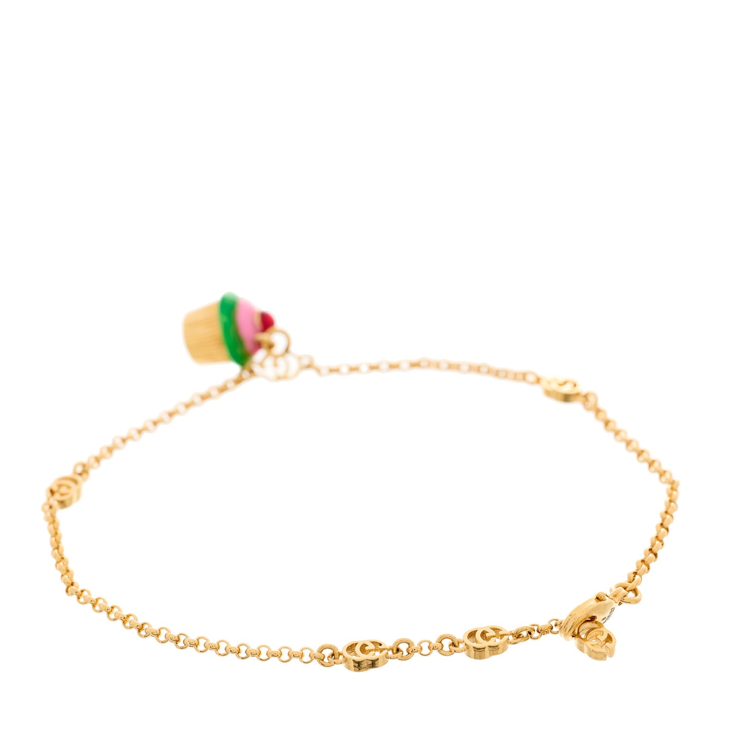 Metal Interlocking G Cupcake Charm Bracelet Gold Multicolor
