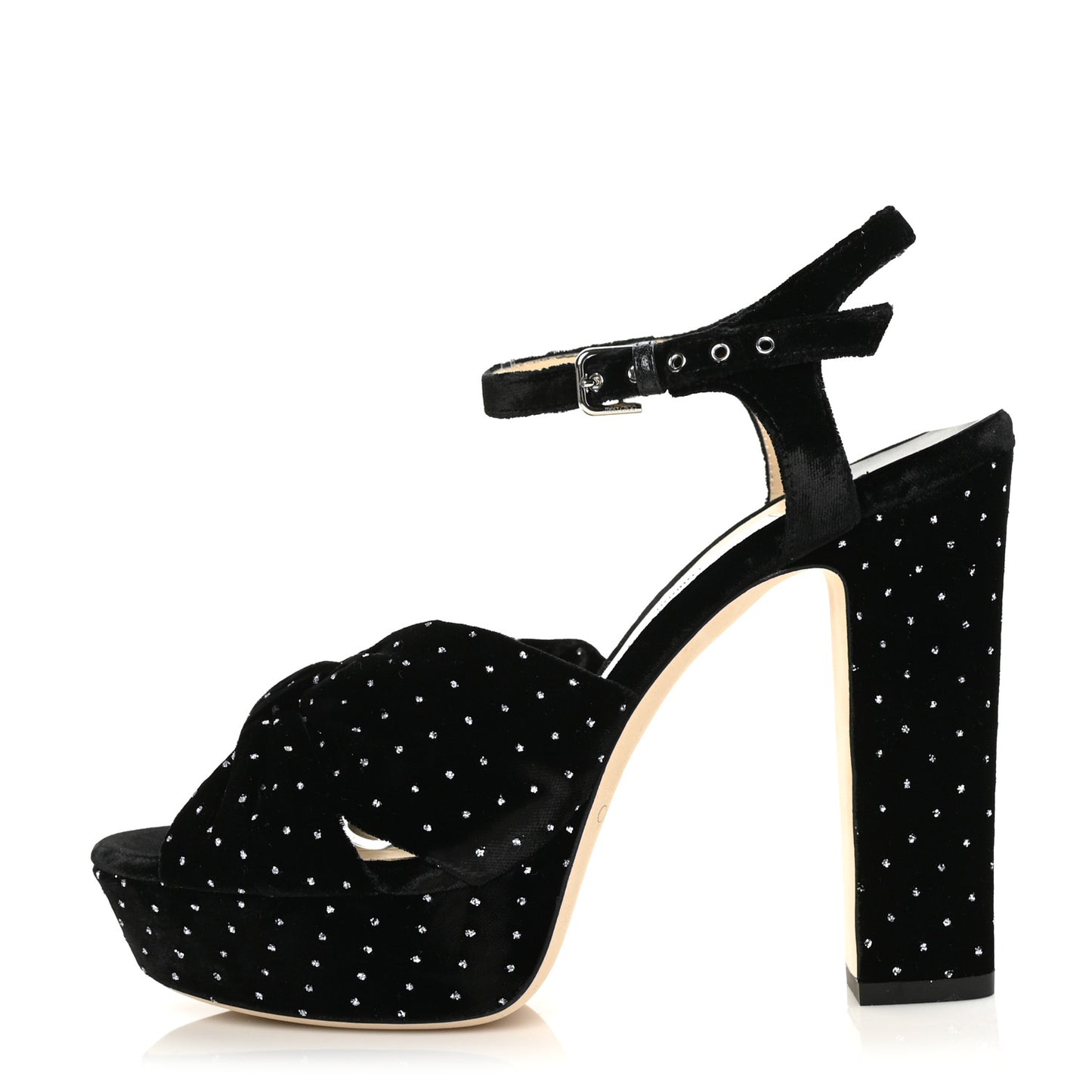 Velvet Glitter Spotted Velvet Heloise Pumps 39 Black Silver