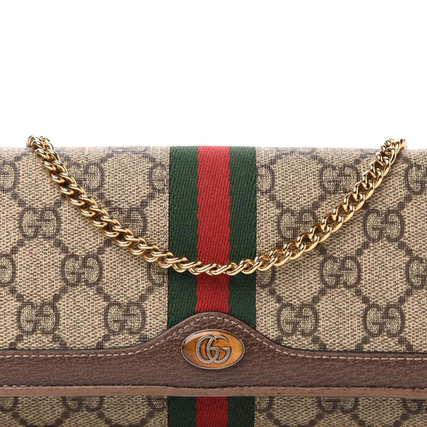 GG Supreme Monogram Web Ophidia Wallet On Chain Brown
