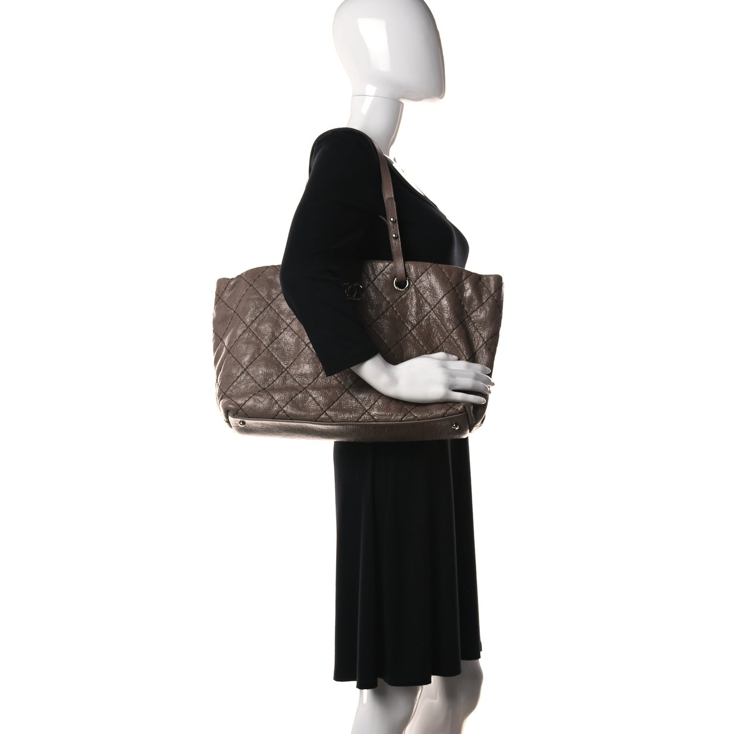 Glazed Calfskin Large On The Road Tote Brown