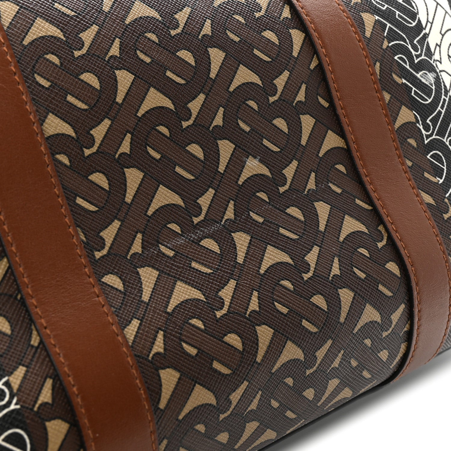 Burberry E-Canvas Monogram Stripe Book Tote Bridle Brown 21 of 21