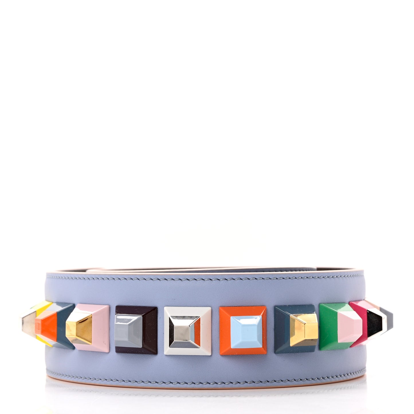 Vitello Century Plexiglass Bi-Color Studded Strap You Azzurro Sky Multicolor