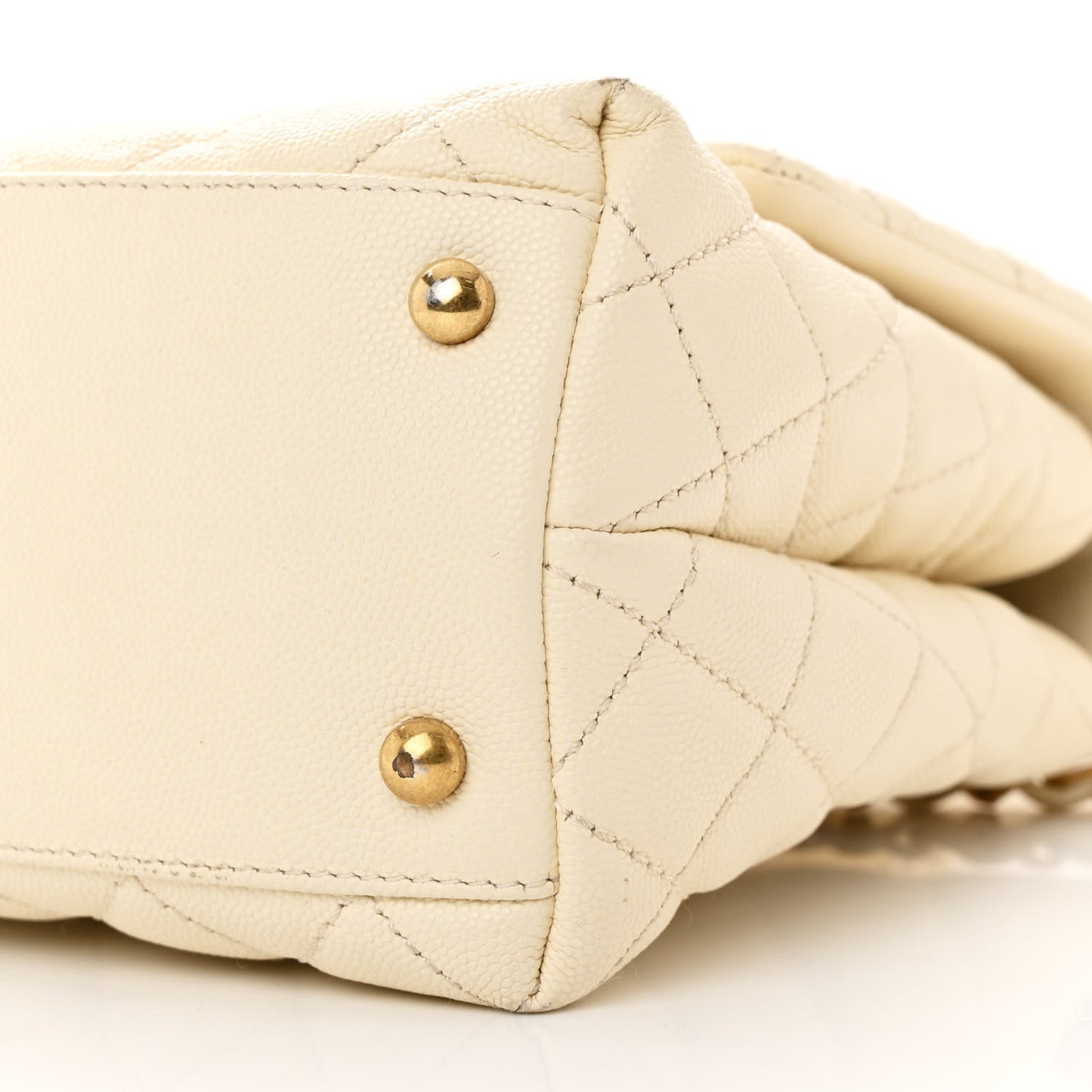 Caviar Quilted Small Coco Handle Flap White