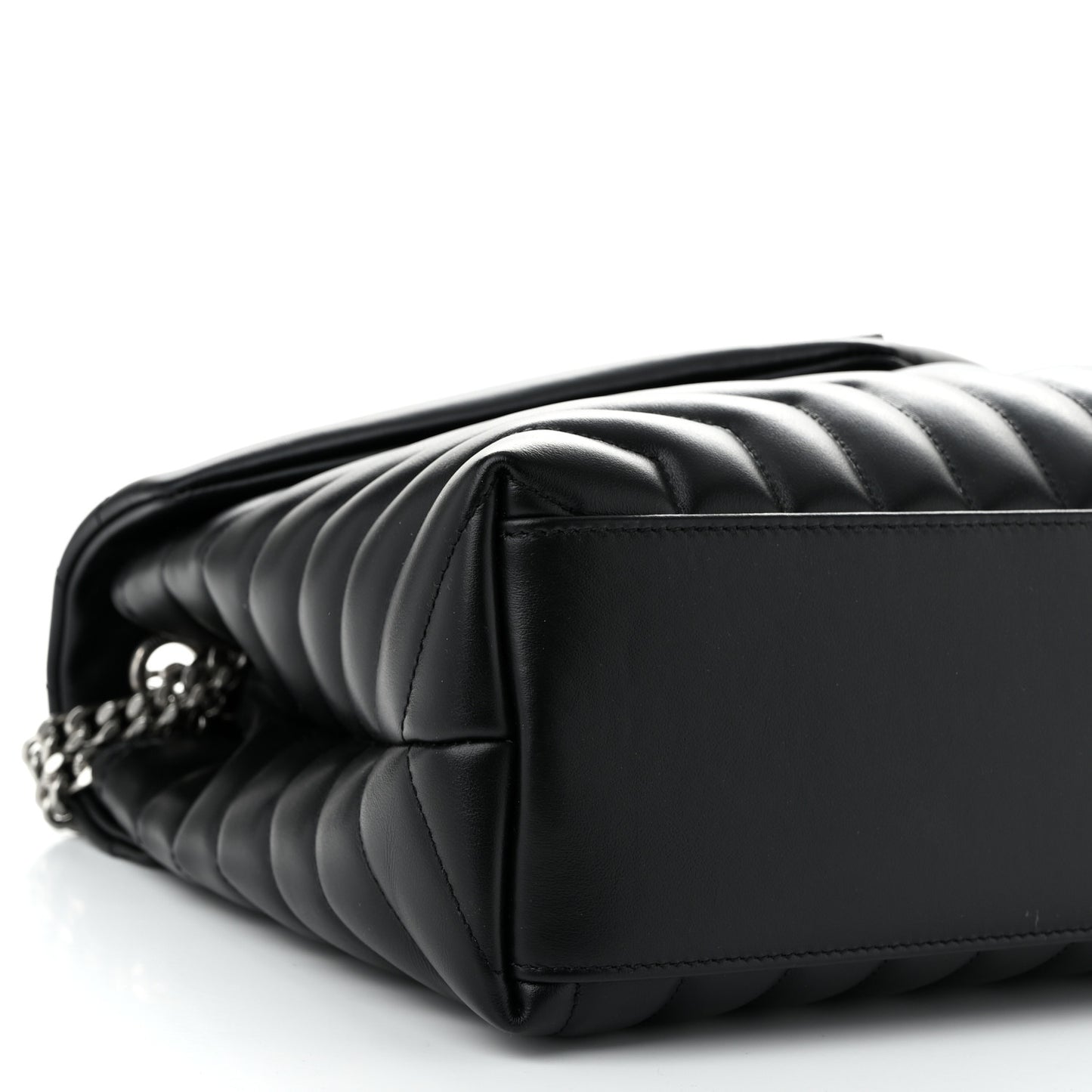 Calfskin Y Quilted Monogram Medium Loulou Chain Satchel Black